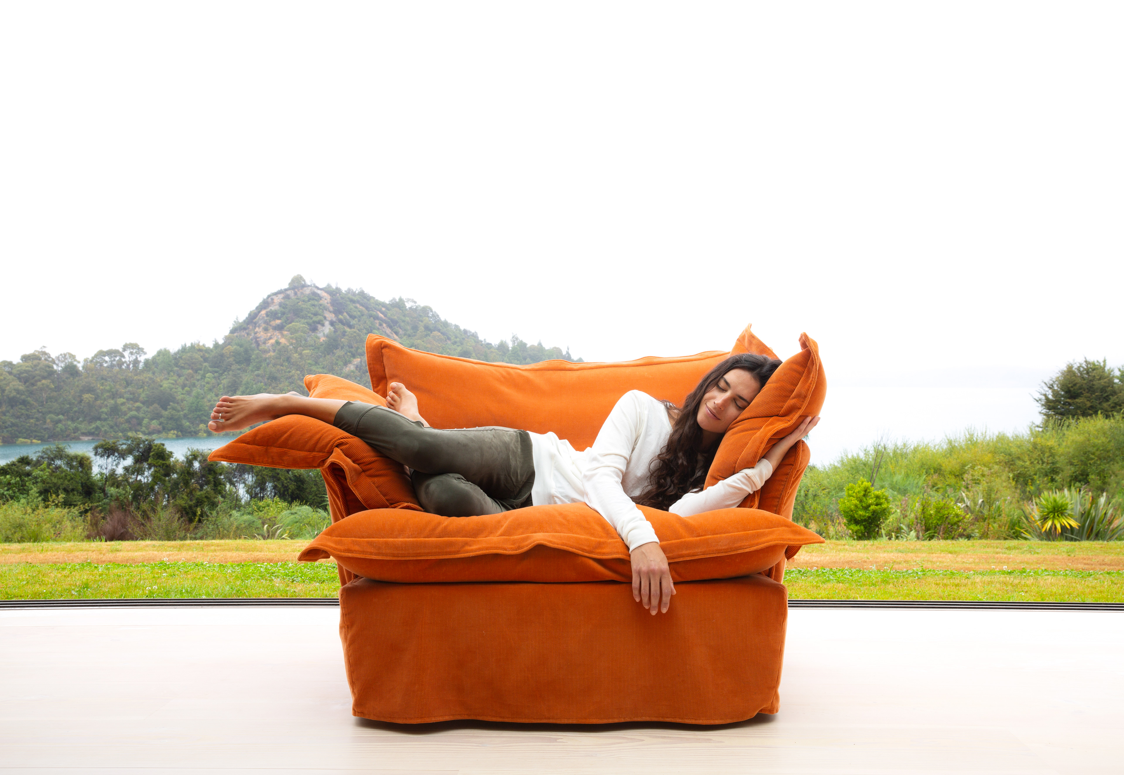 Burnt Orange Corduroy - Song Pillow Edge Armchair