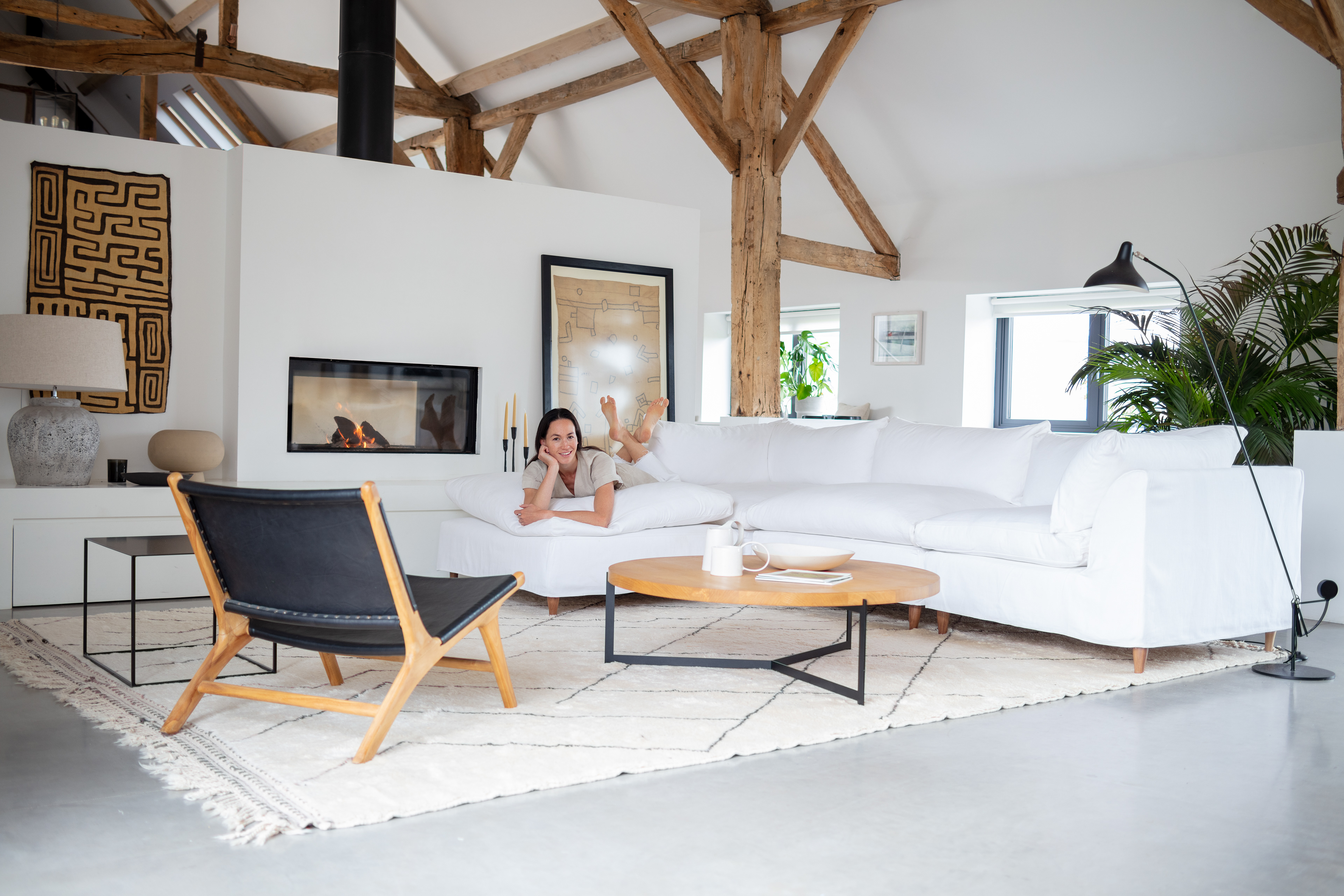 Moonflower White Brushed Cotton - Orlando Large Sofa & Footstool (Coming to US & Aus in 2022)