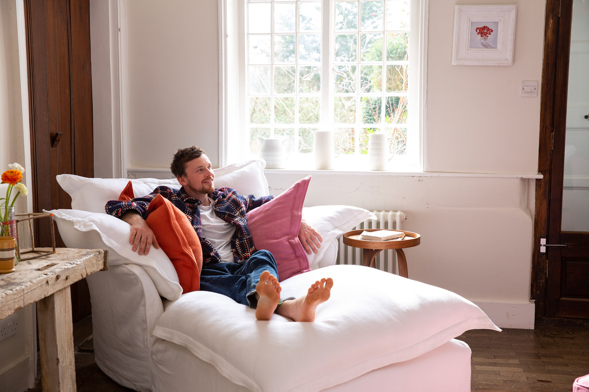 Selenite 100% Linen - Song Pillow Edge Armchair Chaise (Coming to US and Aus in 2022)