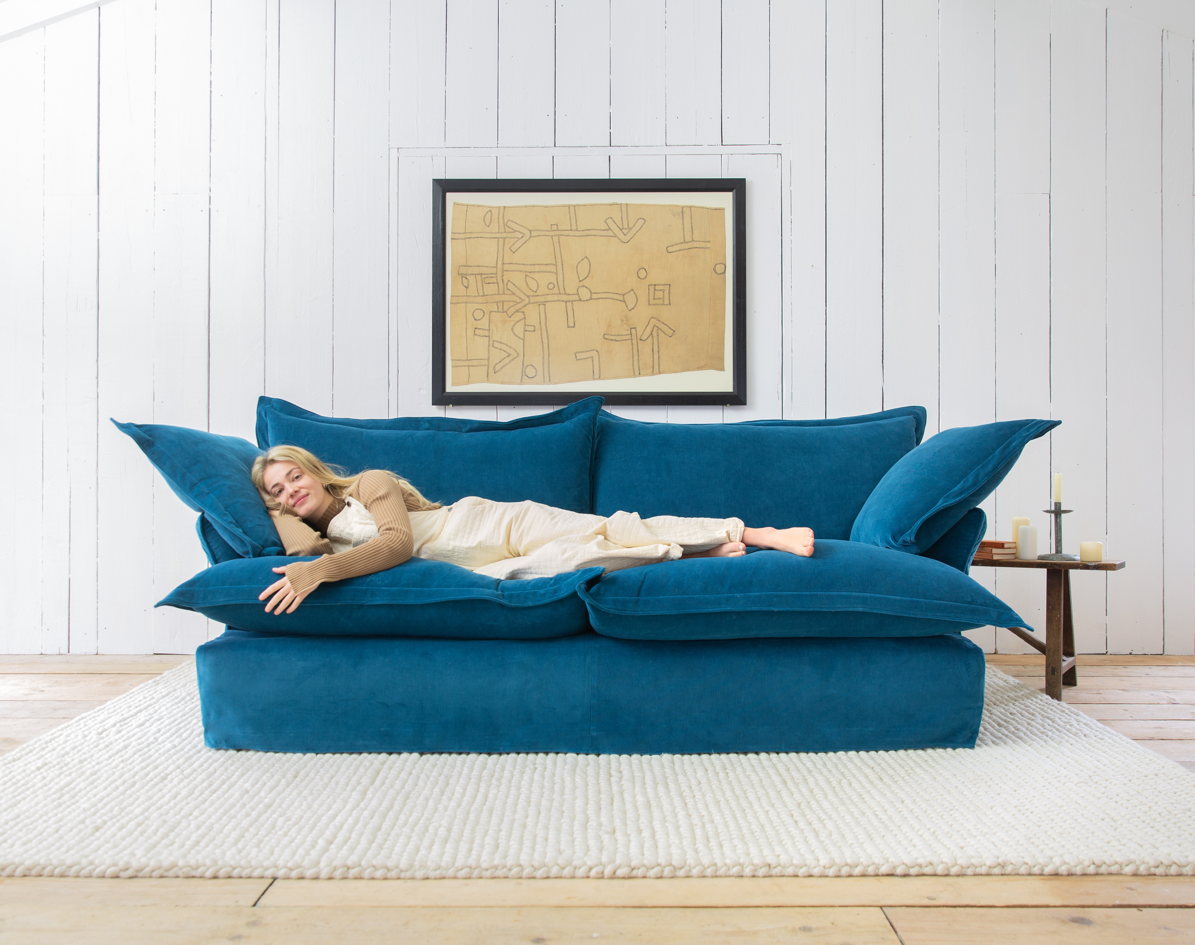 Peacock Corduroy - Song Pillow Edge Sofa