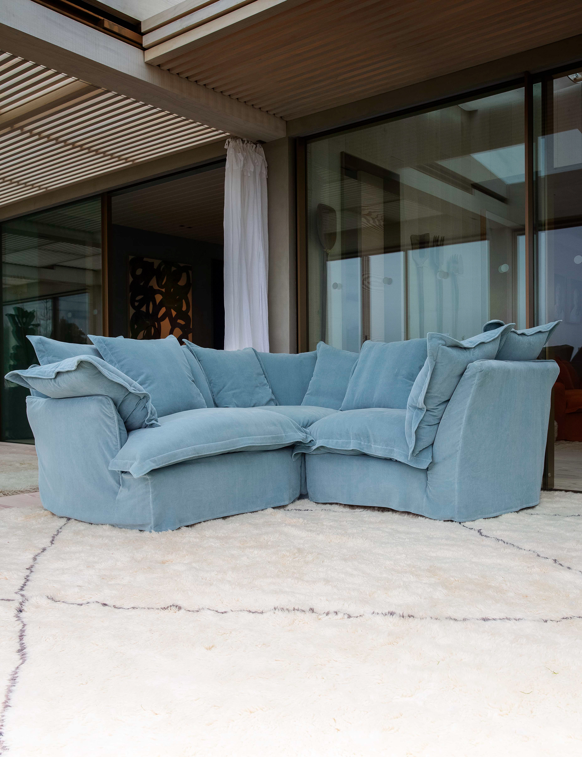 Pigeon Corduroy - Song Pillow Edge 2x2 Corner Sofa