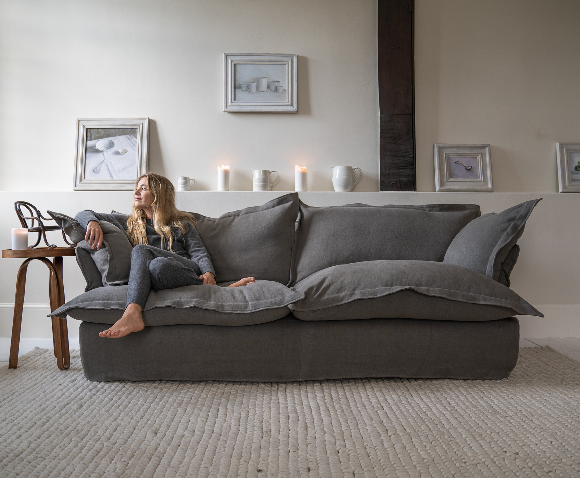 Morion 100% Linen - Song Pillow Edge Sofa