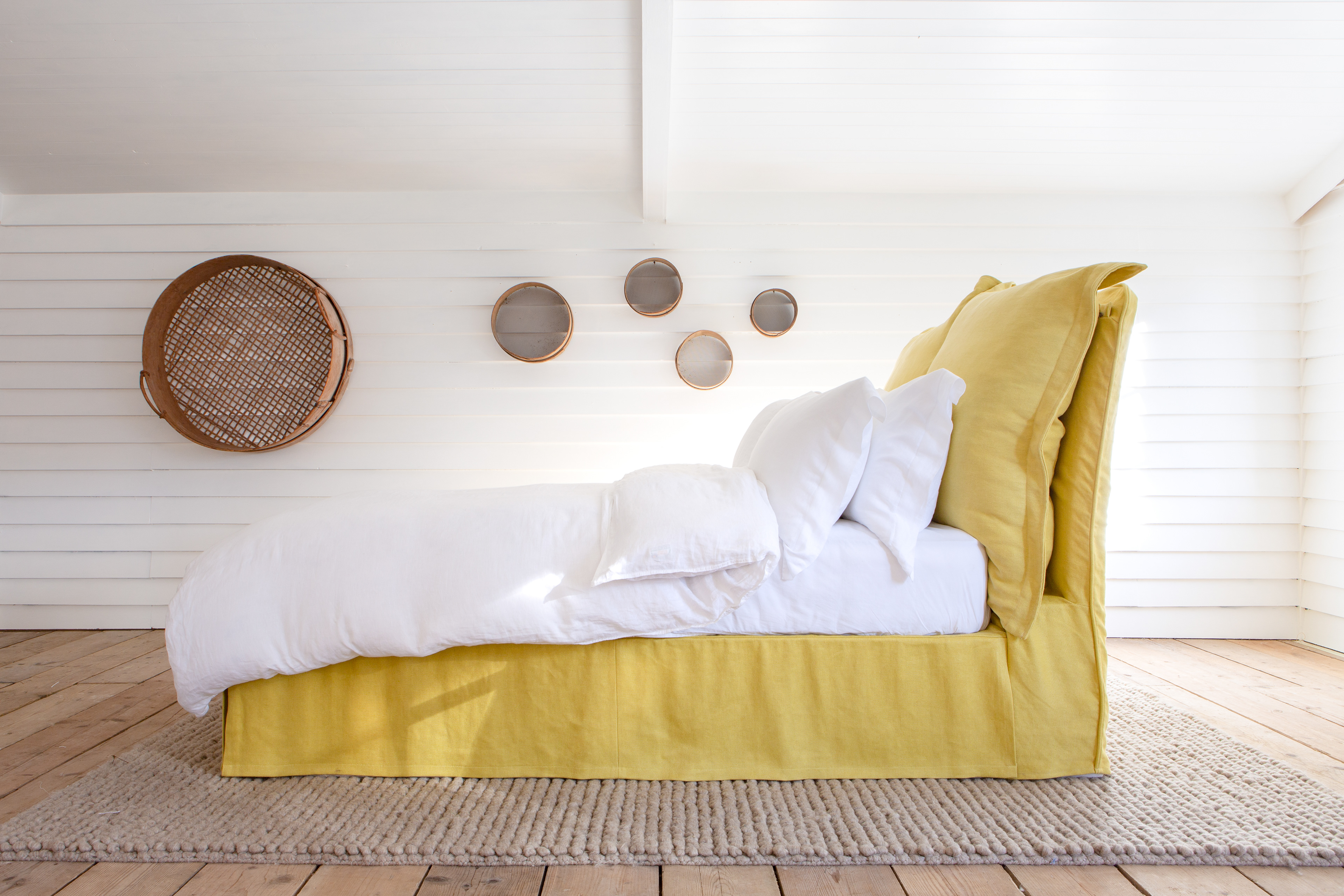 Citrine 100% Linen - Song Pillow Edge Headboard & Valance