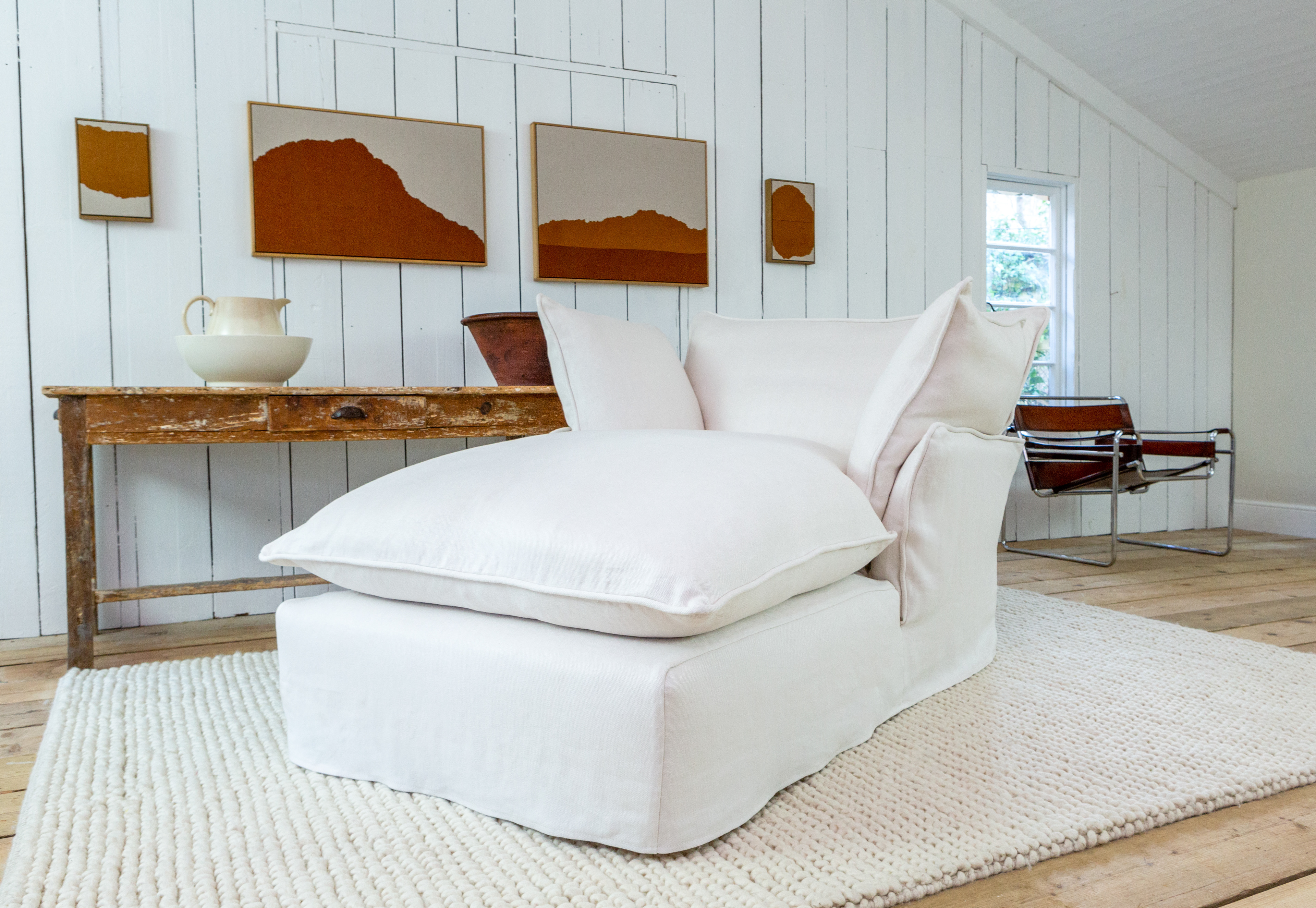 Moonstone 100% Linen - Marnie Piped Armchair Chaise (Coming to US and Aus in 2022)