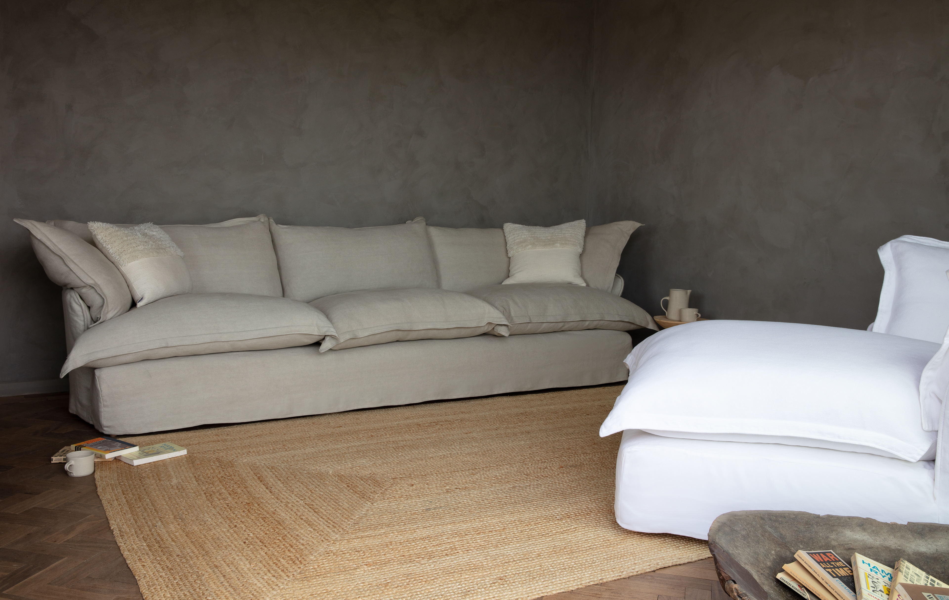 Sunstone 100% Linen - Song Pillow Edge Large Sofa