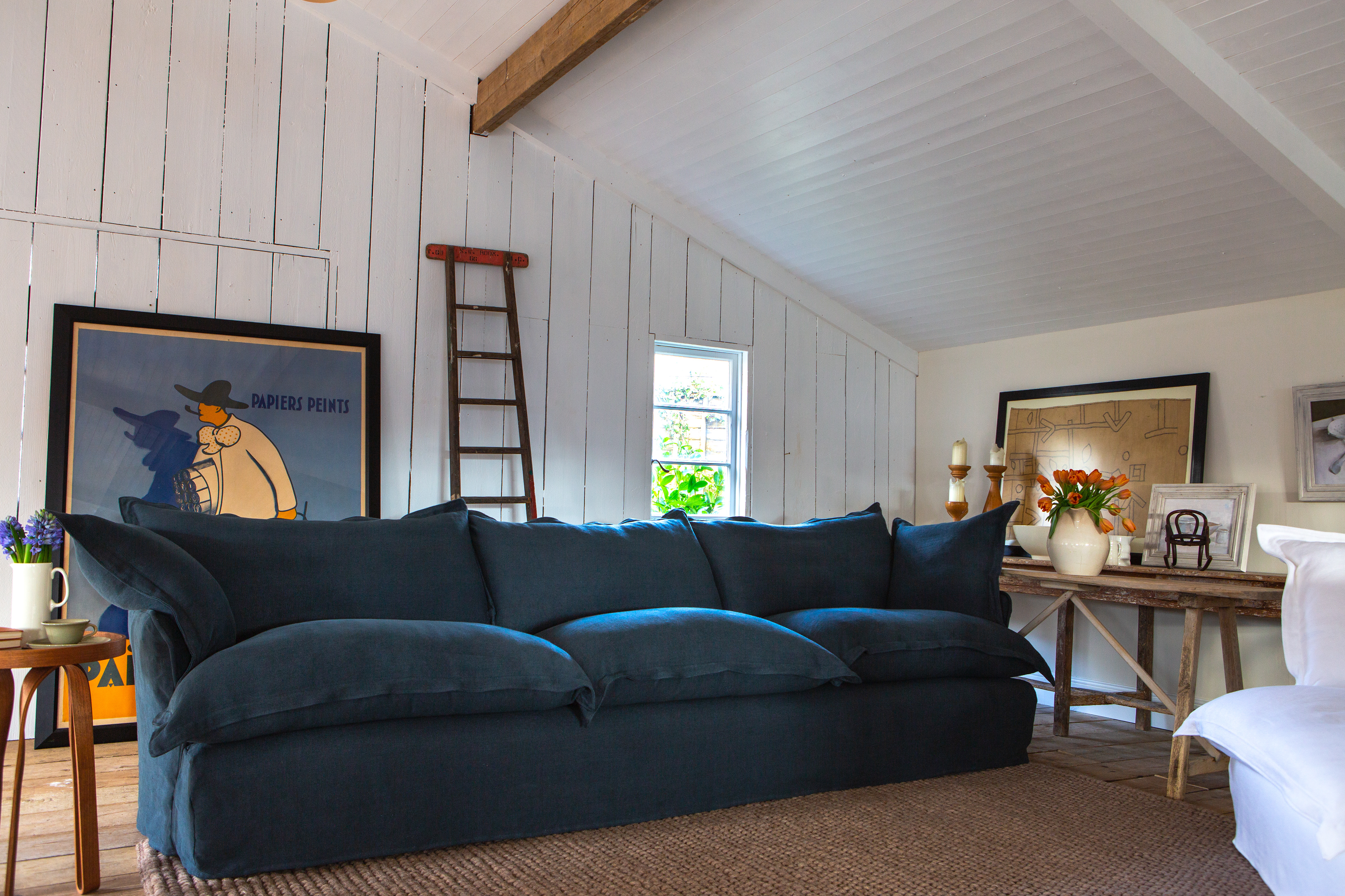 Hawk's Eye 100% Linen - Song Pillow Edge Large Sofa