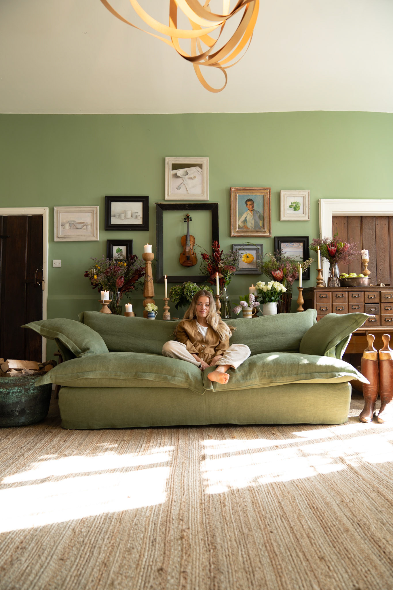 Malachite 100% Linen - Song Pillow Edge Sofa