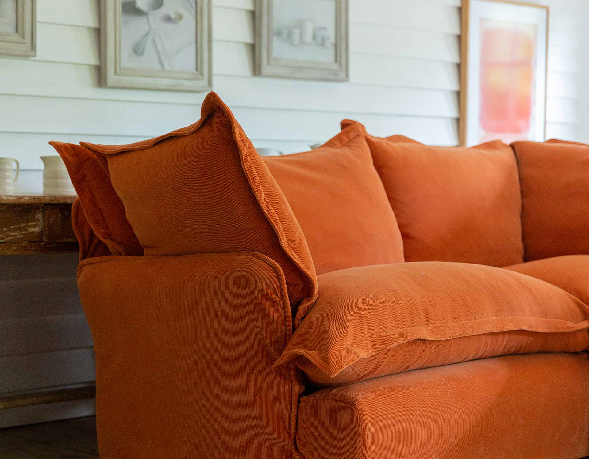 Burnt Orange Corduroy - Song Pillow Edge 2x3 Corner Sofa