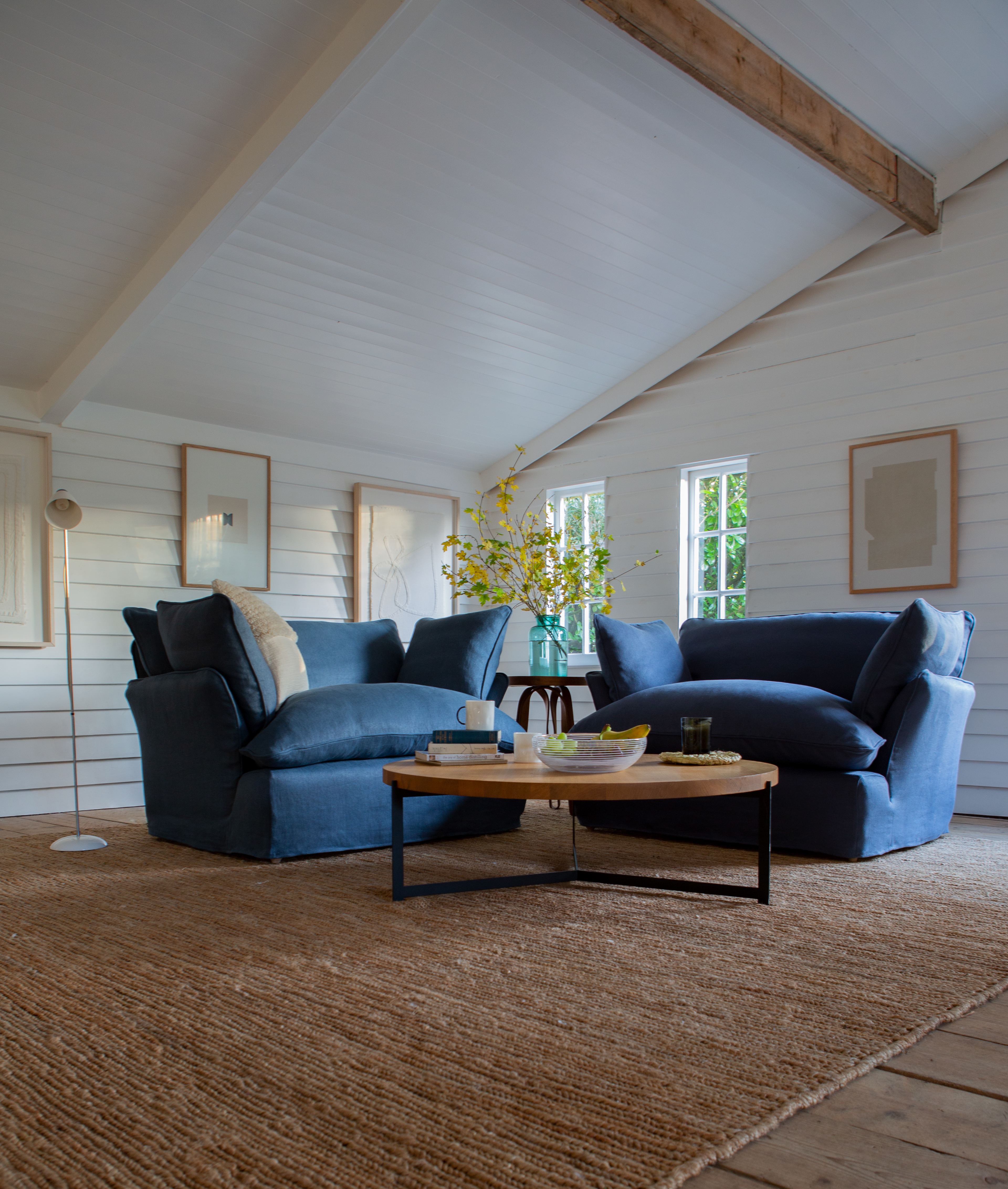 Angelite 100% Linen - Marnie Piped Edge Love Seat
