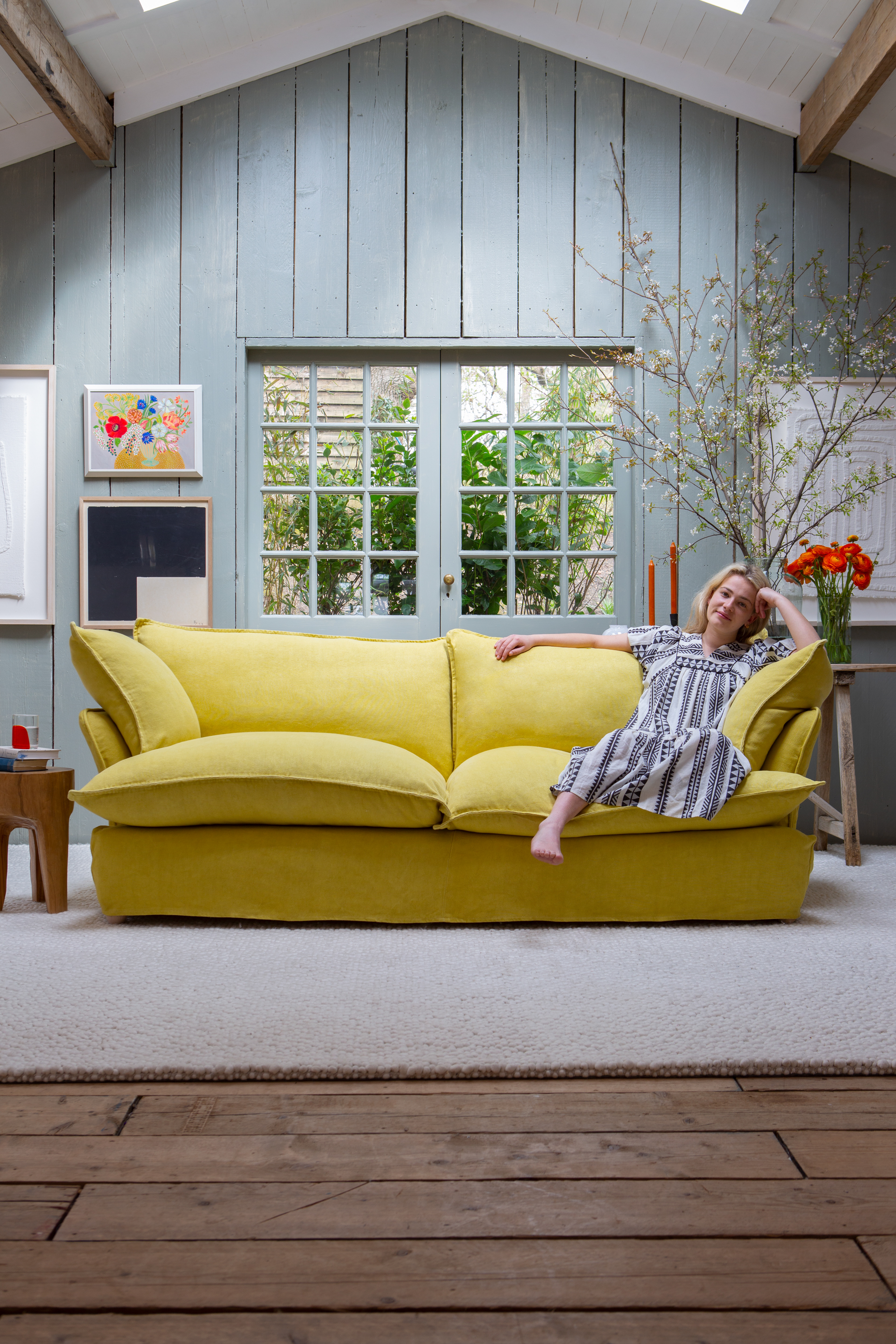 Citrine 100% Linen - Song Pillow Edge Sofa