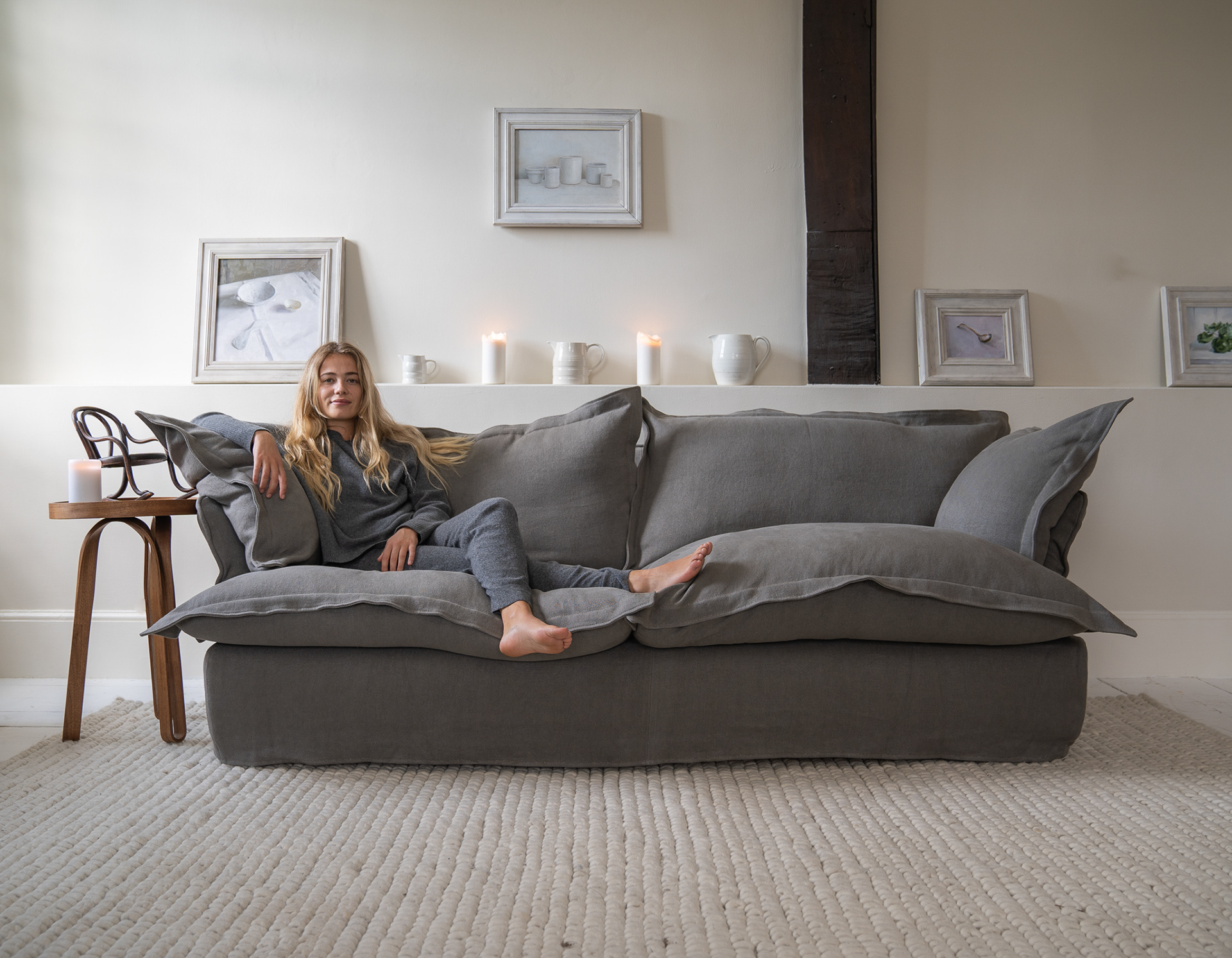 Morion 100% Linen - Song Pillow Edge Sofa