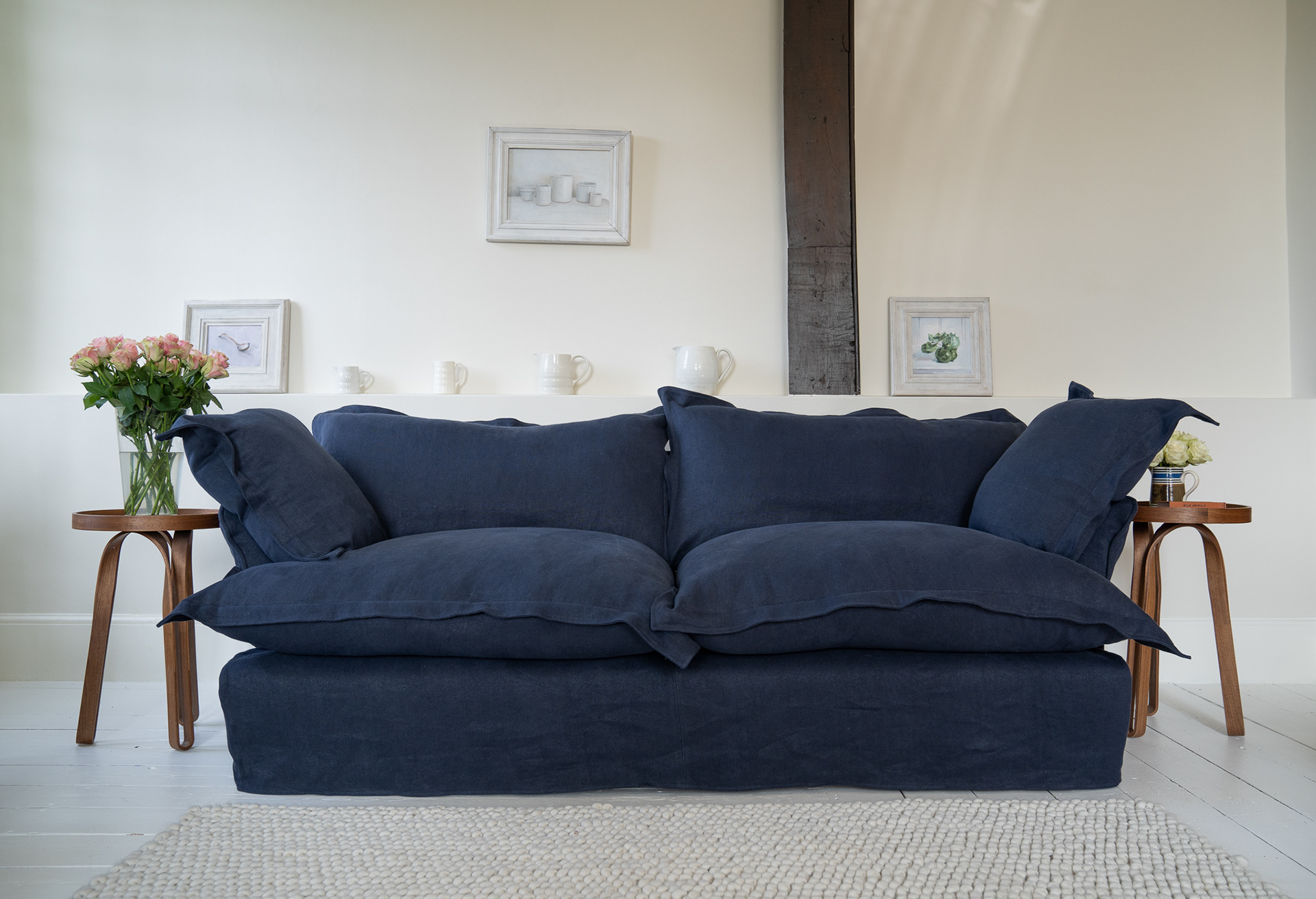 Obsidian 100% Linen - Song Pillow Edge Sofa