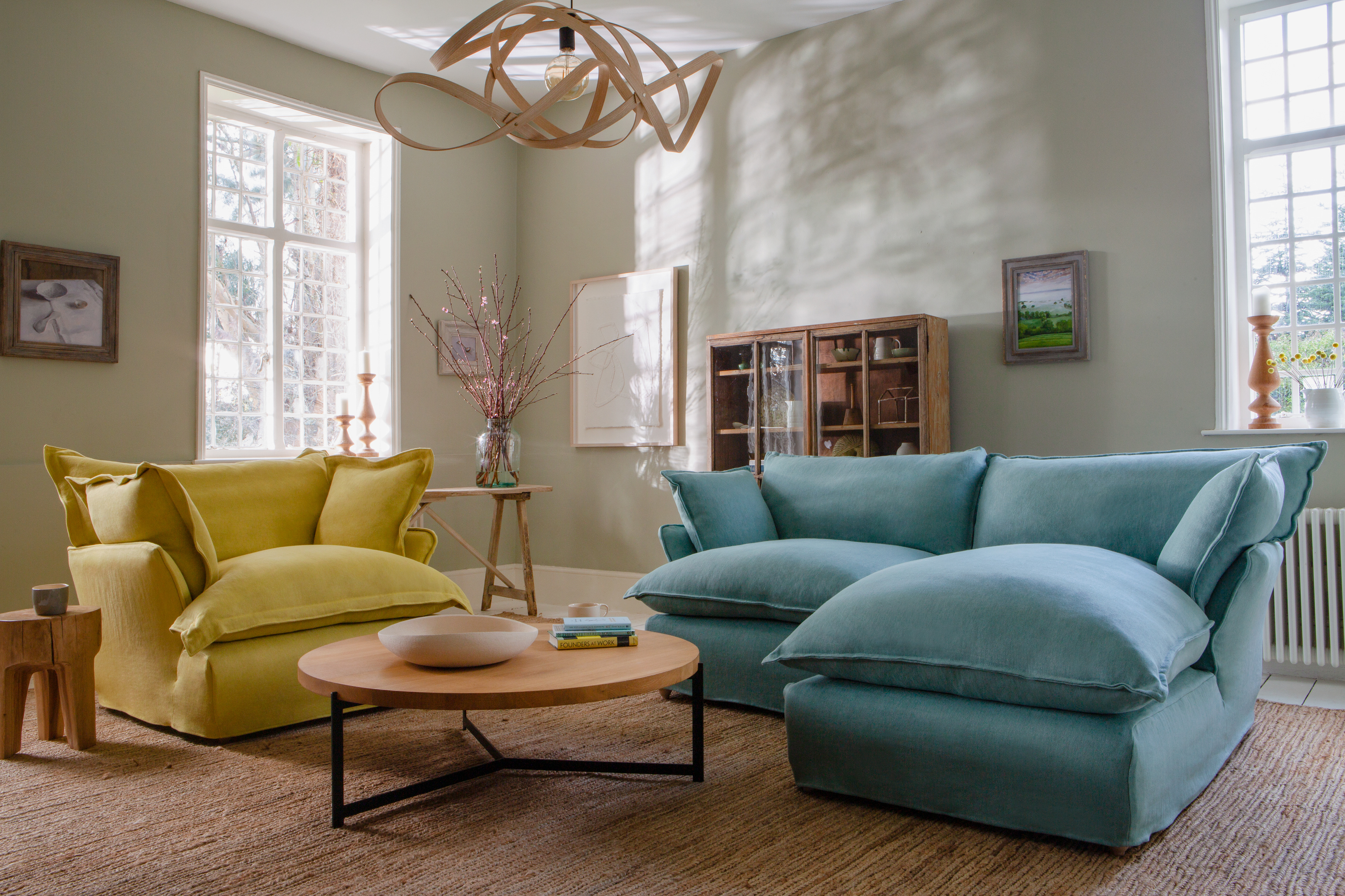Celestine 100% Linen - Song Short Pillow Edge Chaise Sofa