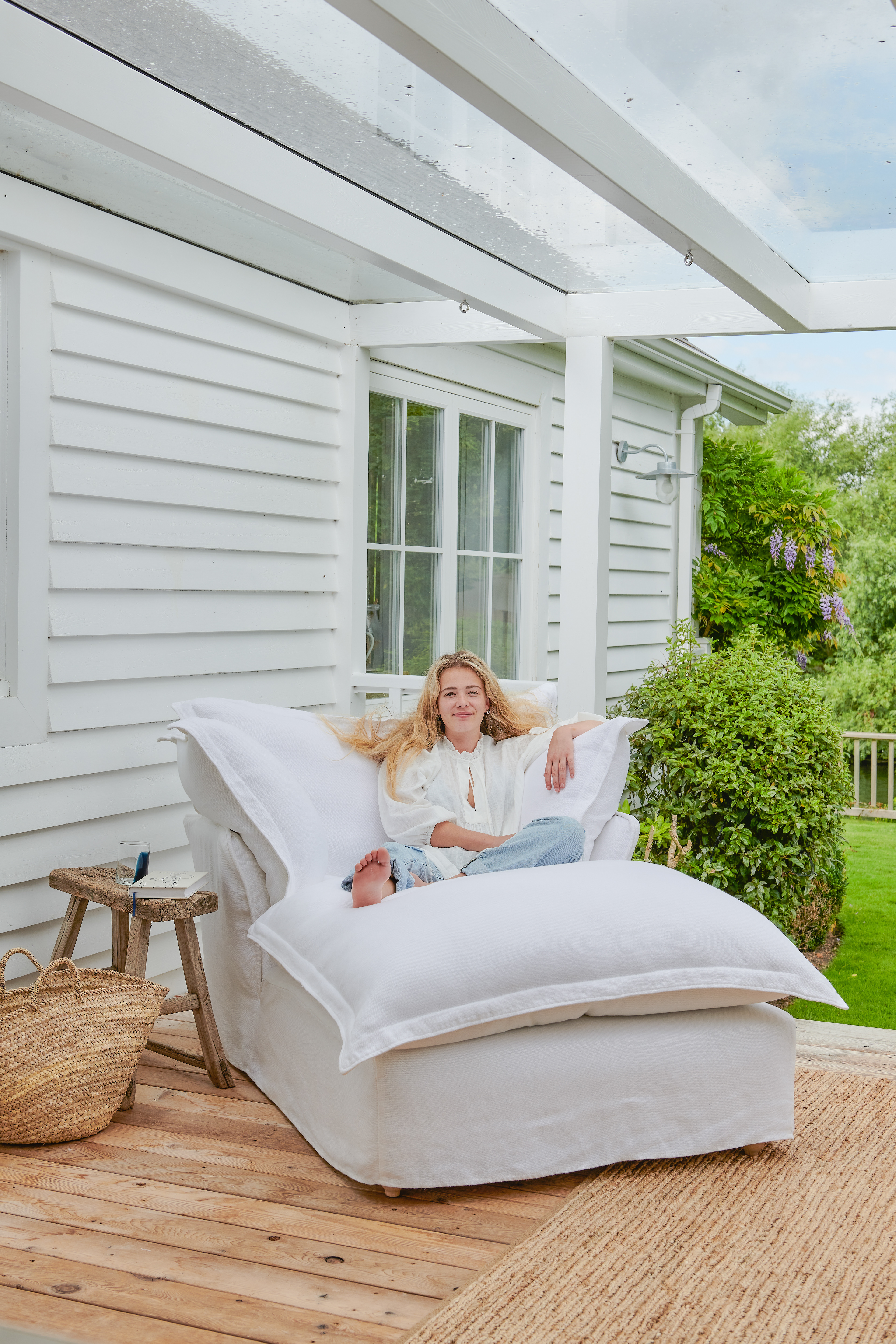 Selenite 100% Linen - Song Pillow Edge Armchair Chaise (Coming to US and Aus in 2022)
