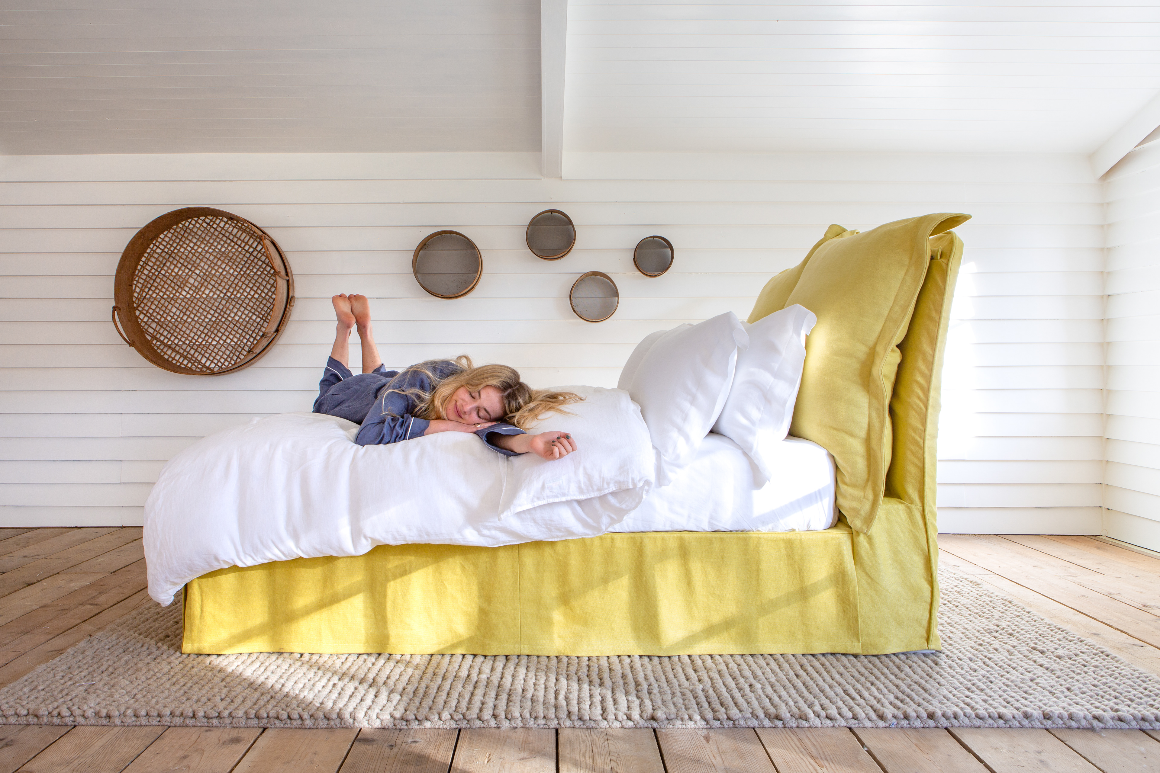 Citrine 100% Linen - Song Pillow Edge Headboard & Valance