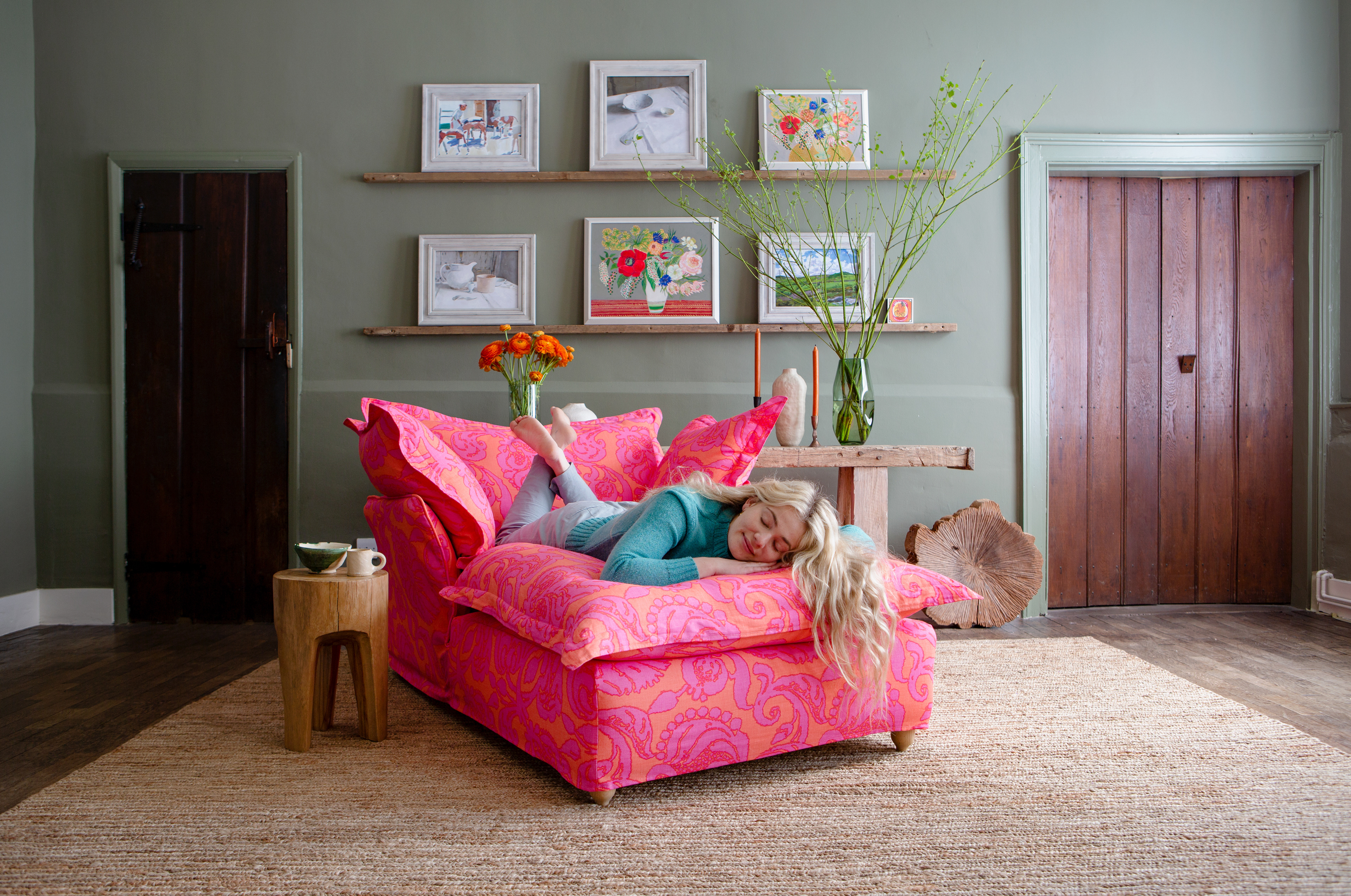 Customer Own Fabric - Song Pillow Edge Armchair Chaise