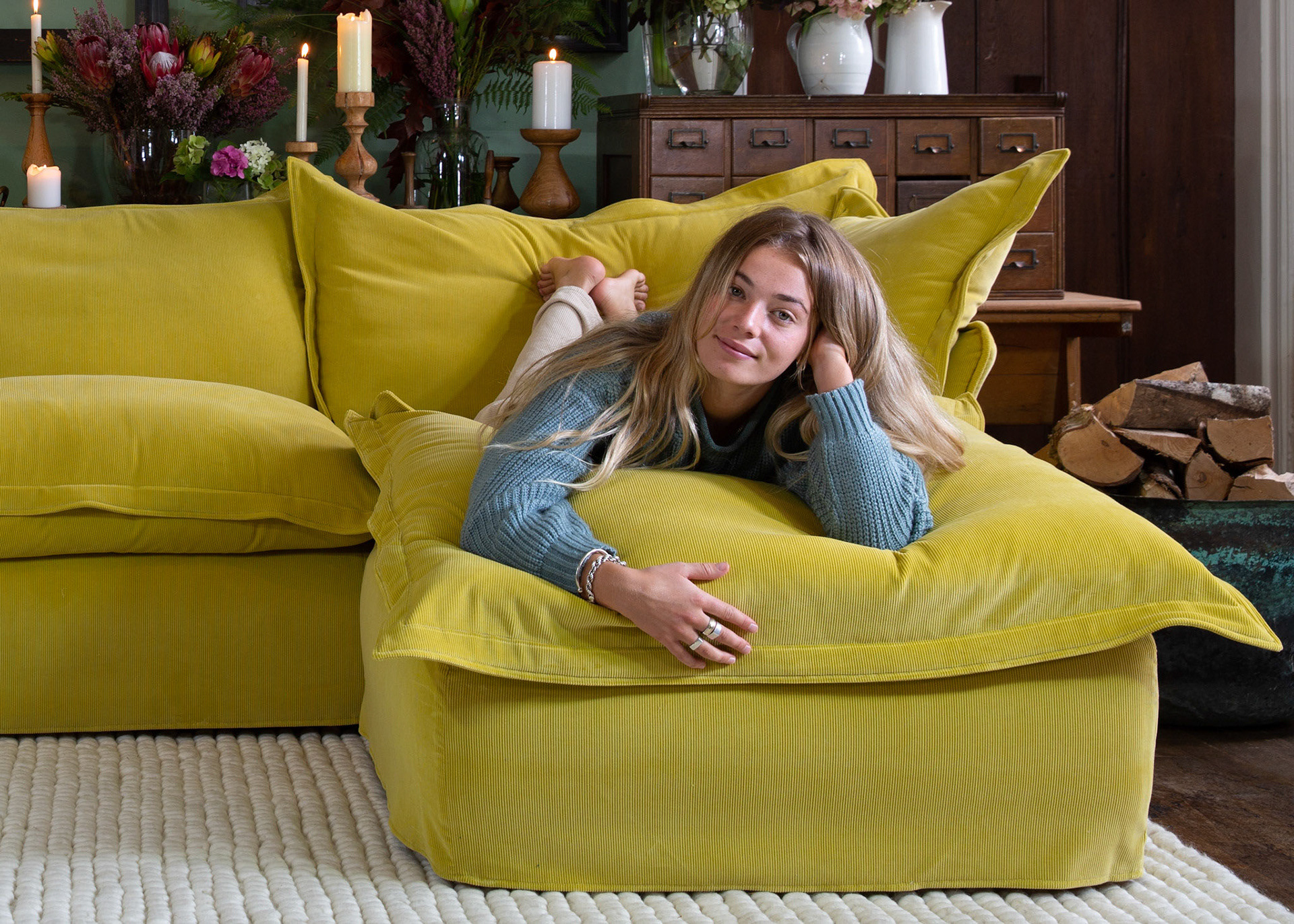 Customer Own Fabric - Song Pillow Edge Large Sofa