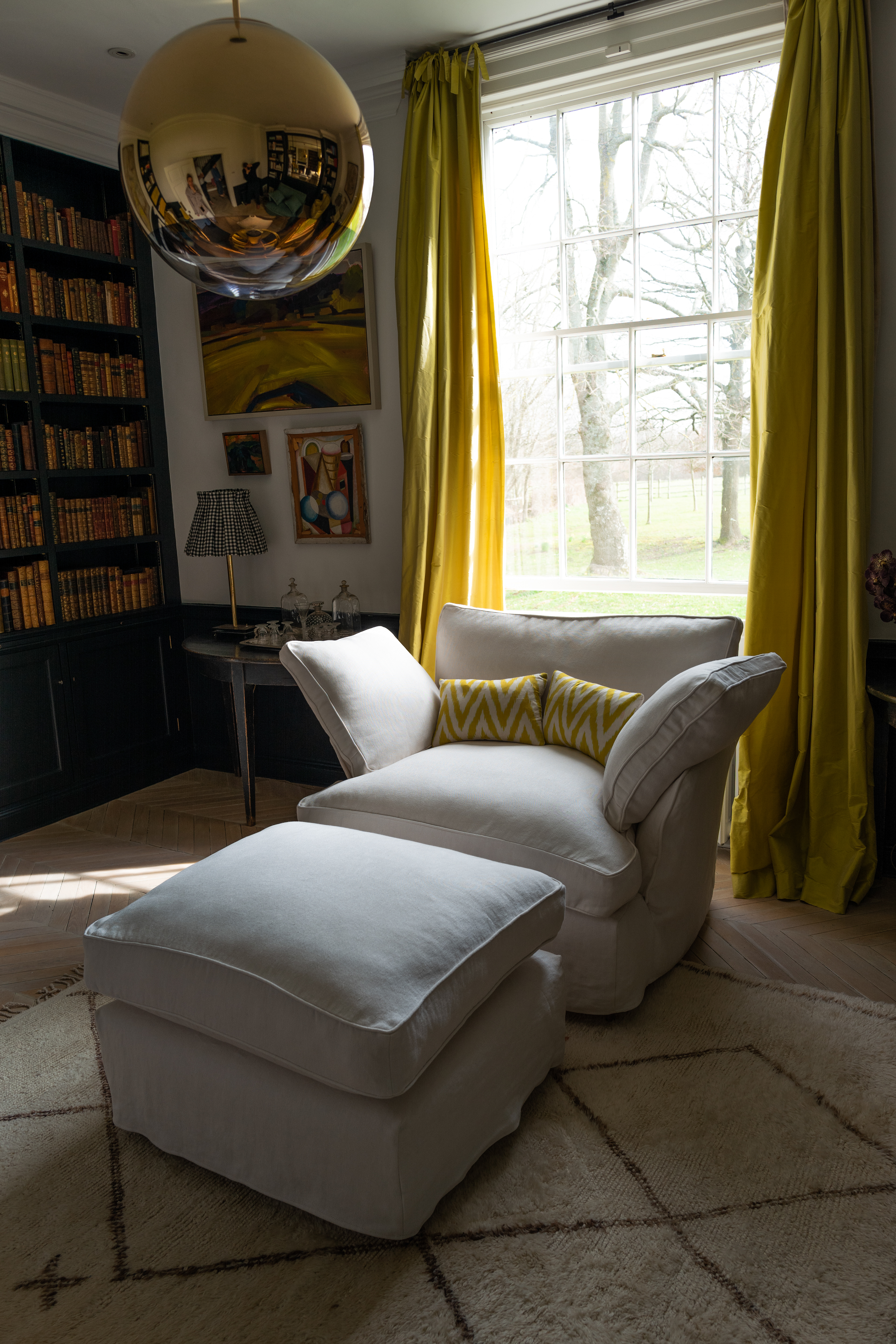 Moonstone 100% Linen - Otter Box Edge Footstool