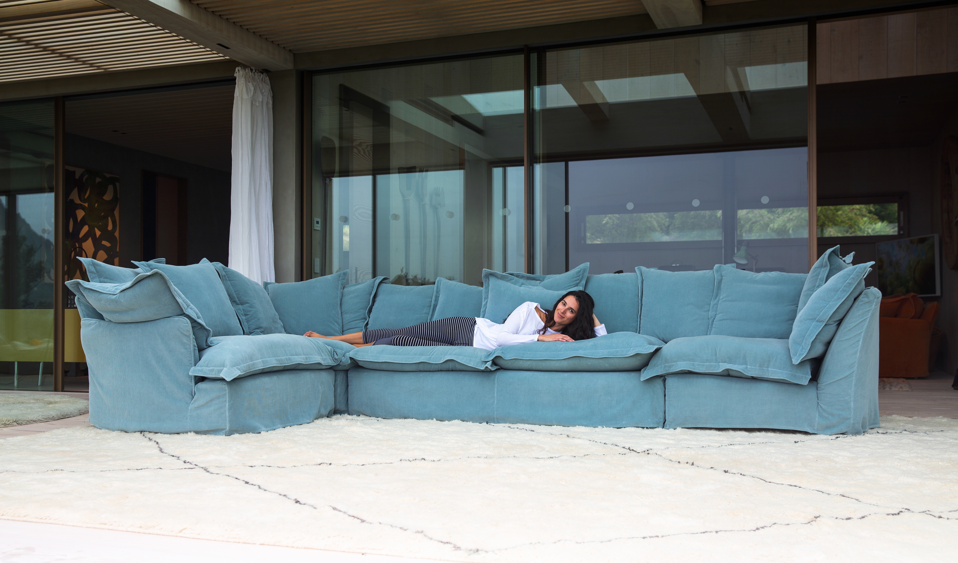 Pigeon Corduroy - Song Pillow Edge 2x4 Corner Sofa