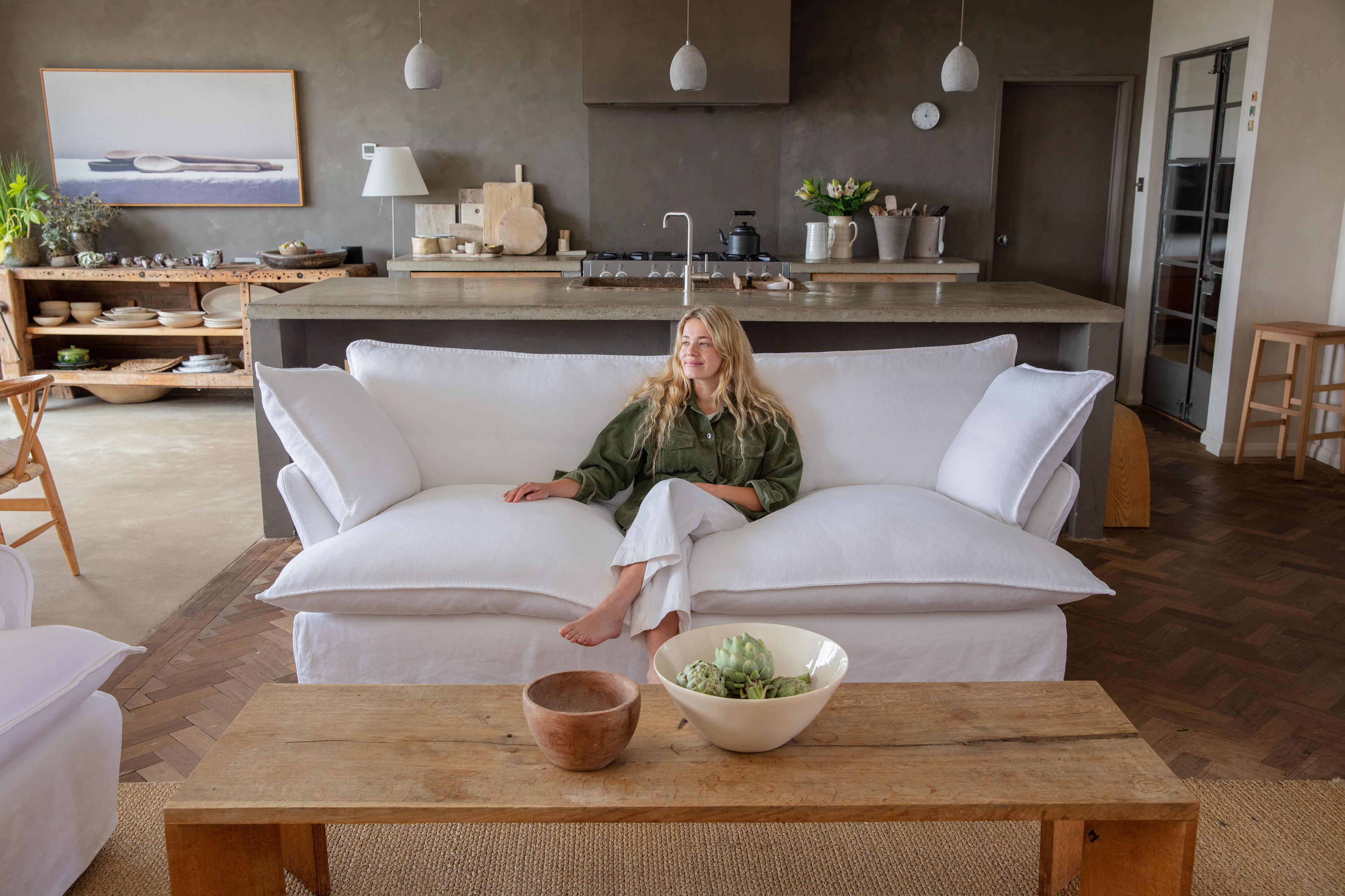 Selenite 100% Linen - Song Short Pillow Edge Sofa