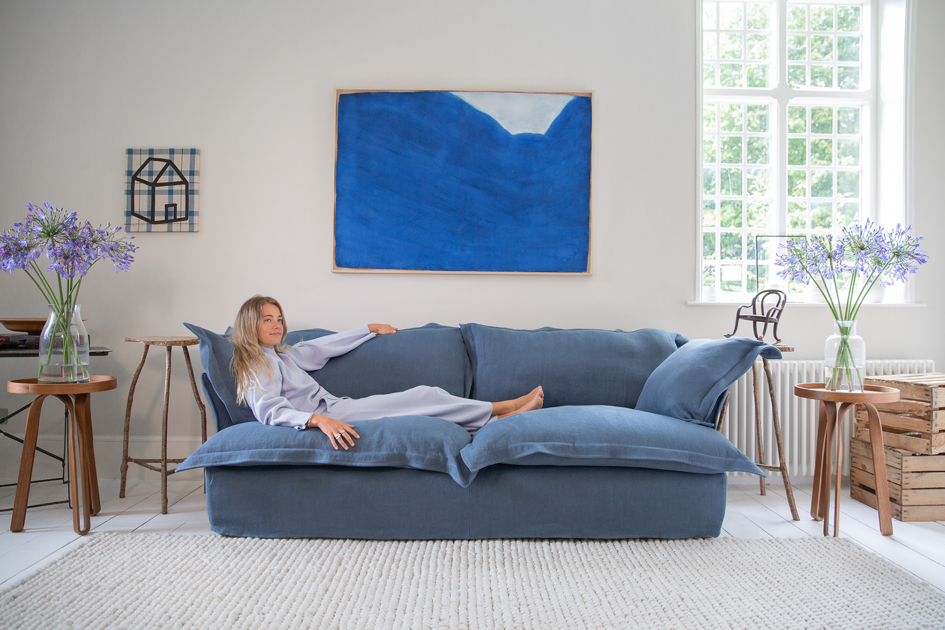 Angelite 100% Linen - Song Pillow Edge Sofa