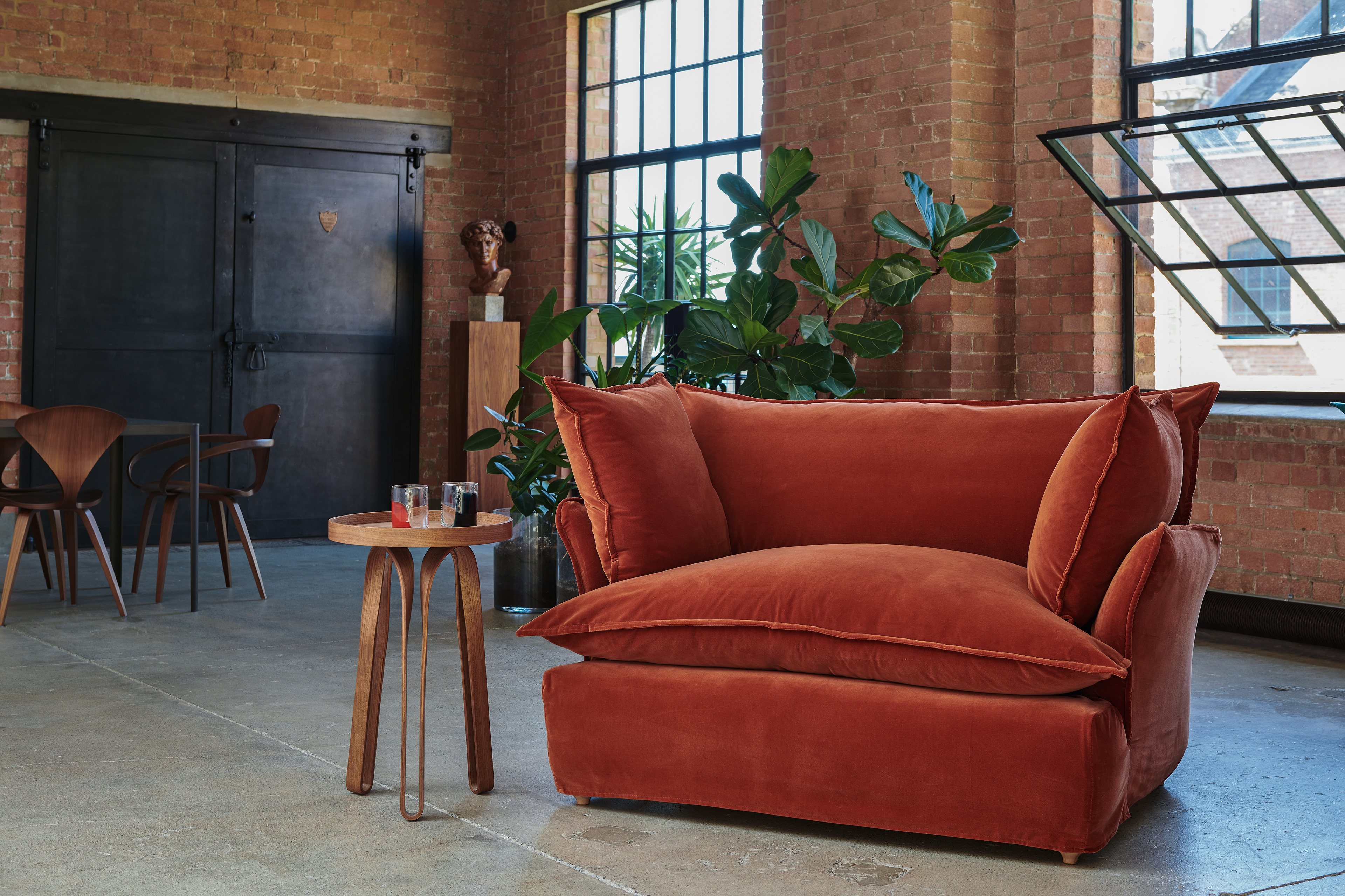 Paprika Velvet - Song Short Pillow Edge Love Seat