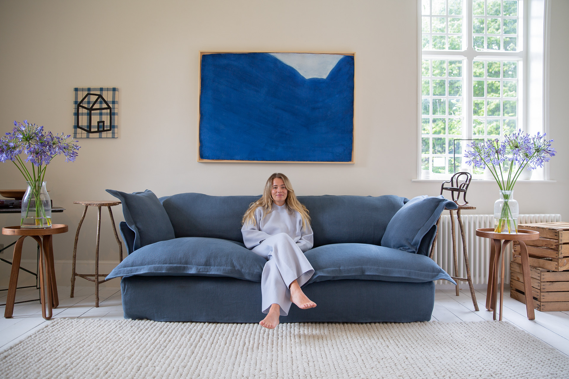 Angelite 100% Linen - Song Pillow Edge Sofa