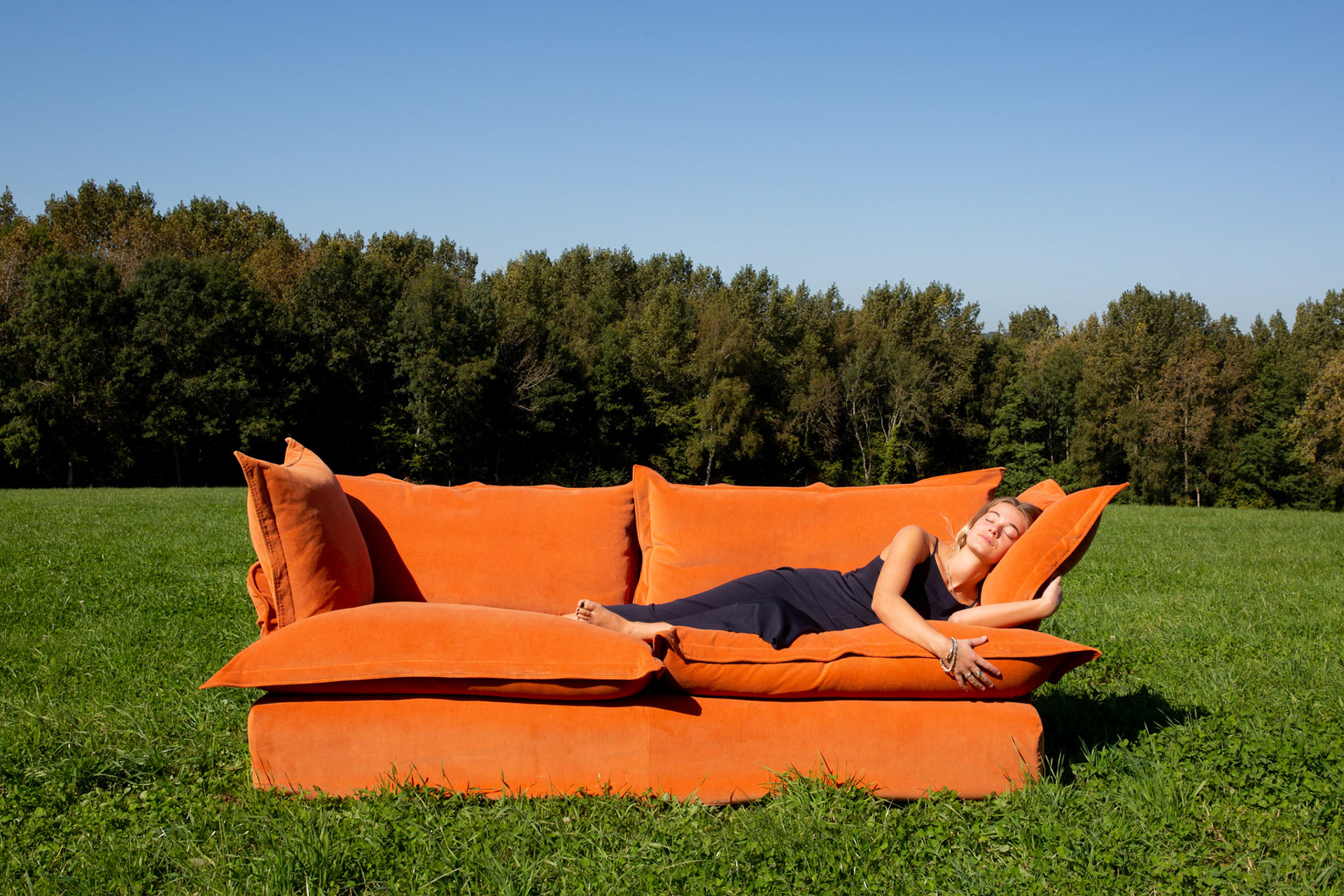 Burnt Orange Corduroy - Song Pillow Edge Sofa