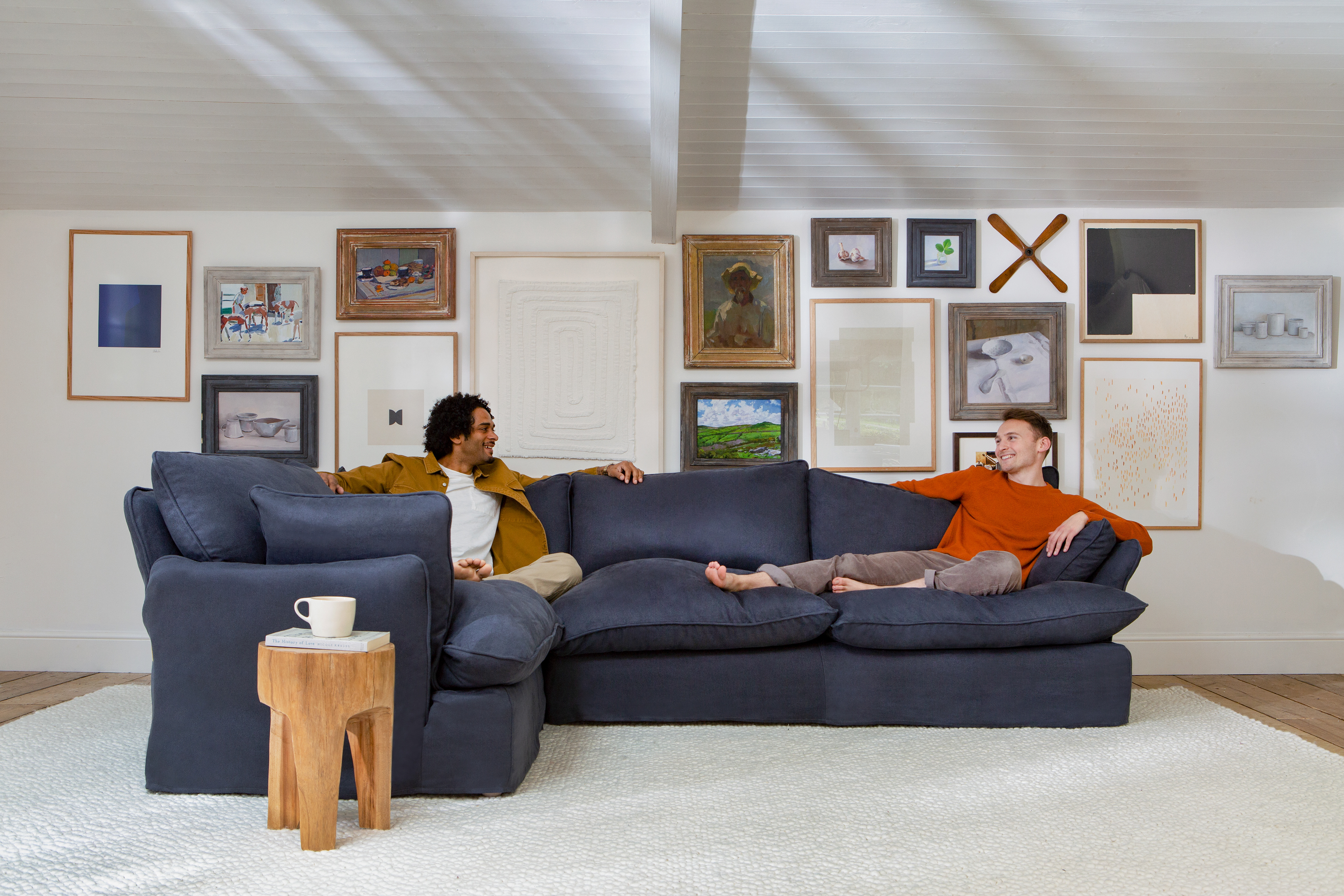Hawk's Eye 100% Linen - Marnie Piped Edge 2x3 Corner Sofa