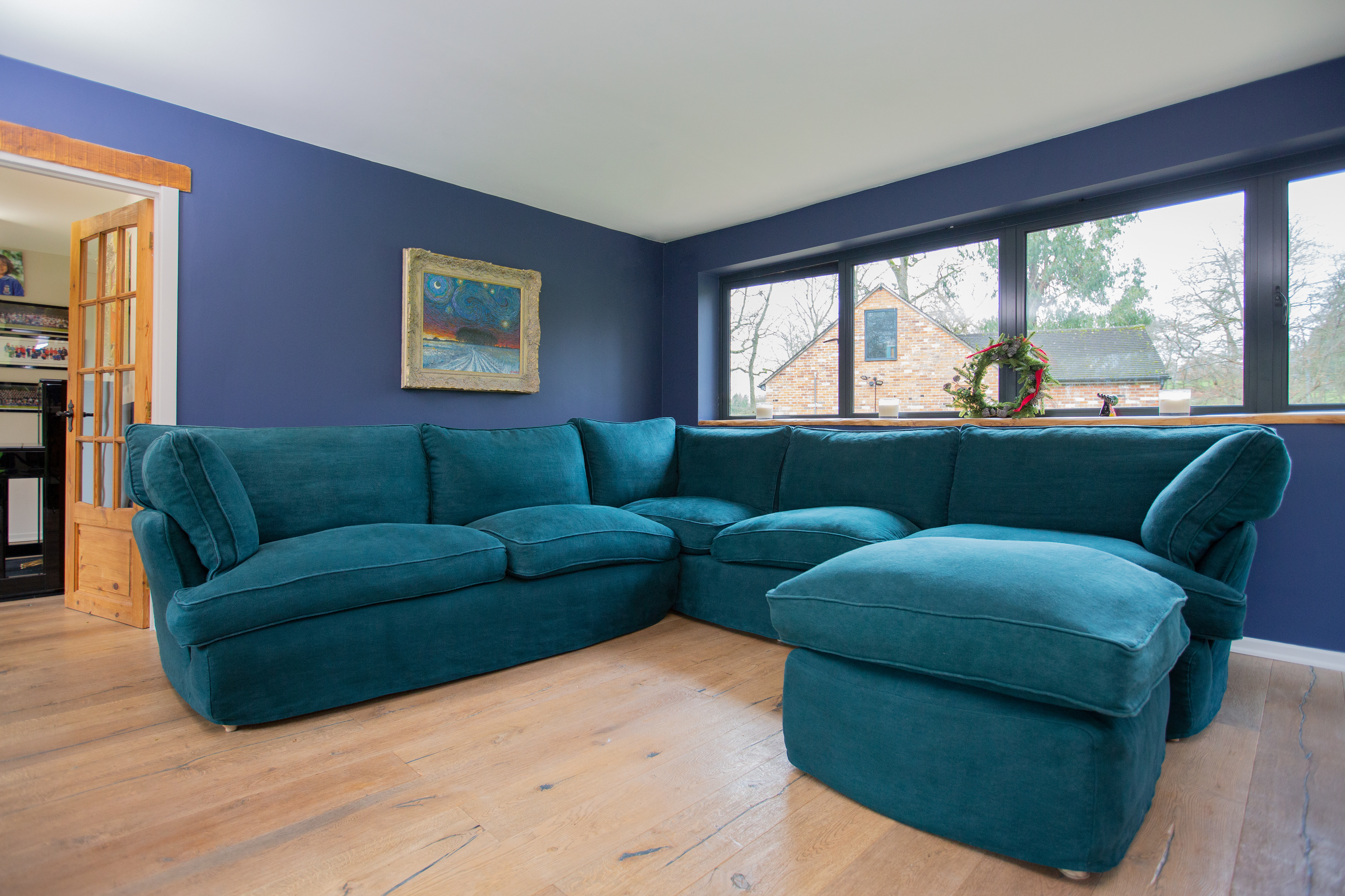 Topaz 100% Linen - Otter Box Edge 3x3 Corner Sofa & Footstool