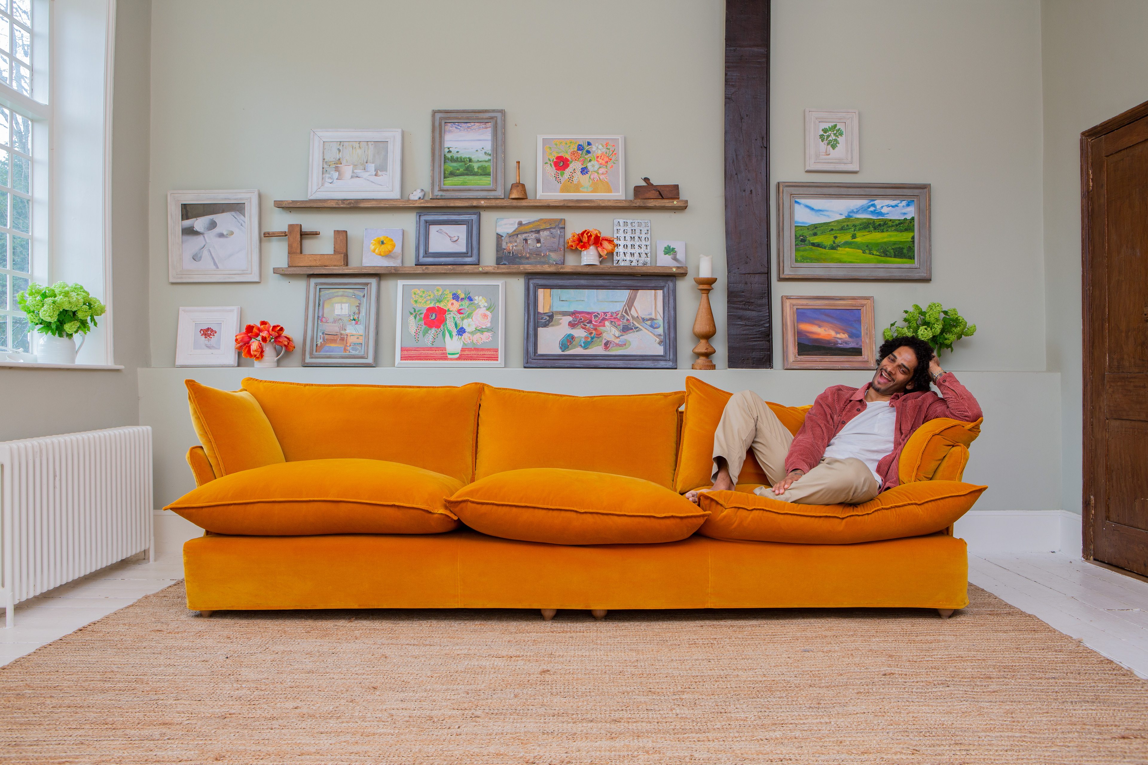 Cumin Velvet - Song Short Pillow Edge Large Sofa