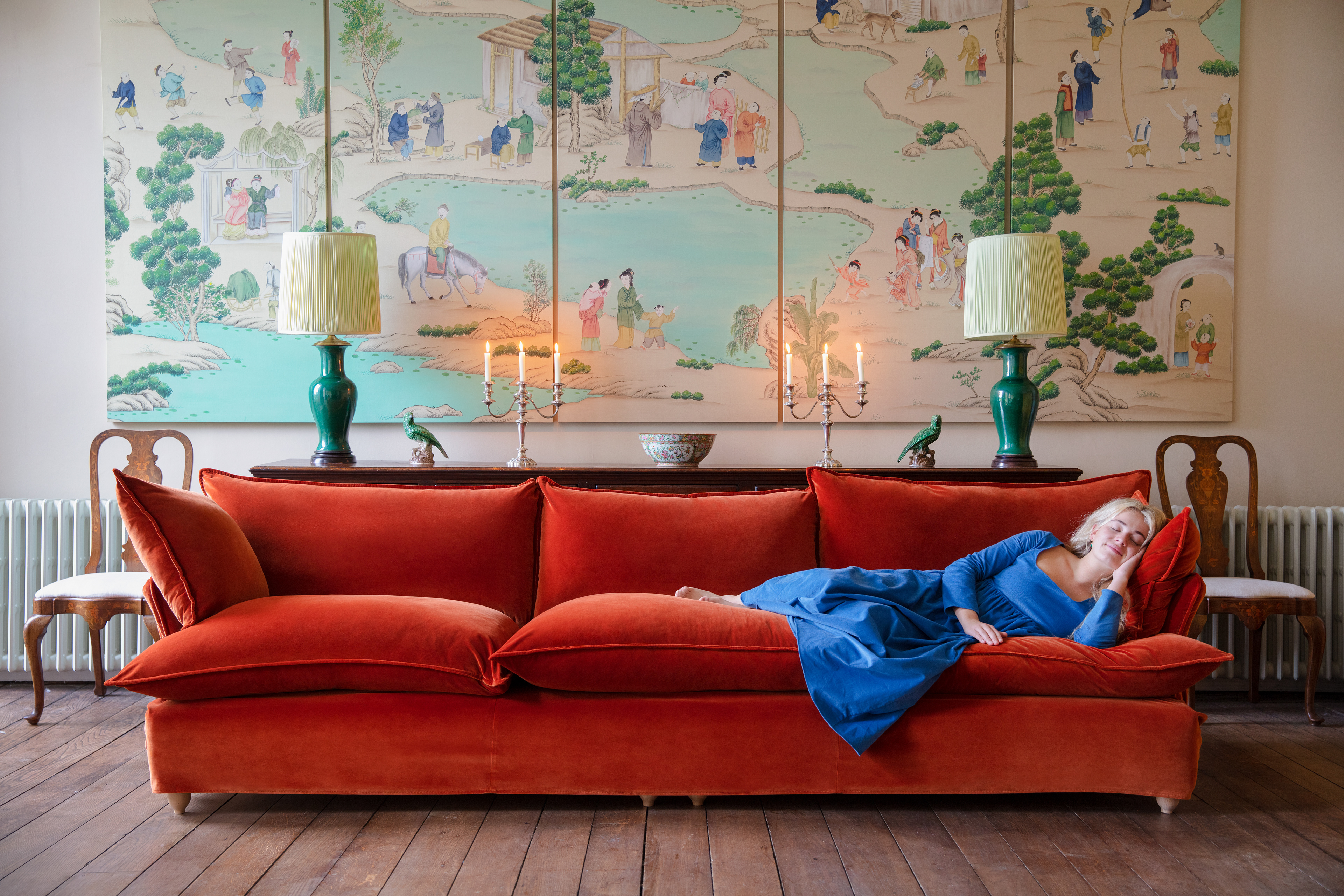 Paprika Velvet - Song Short Pillow Edge Large Sofa