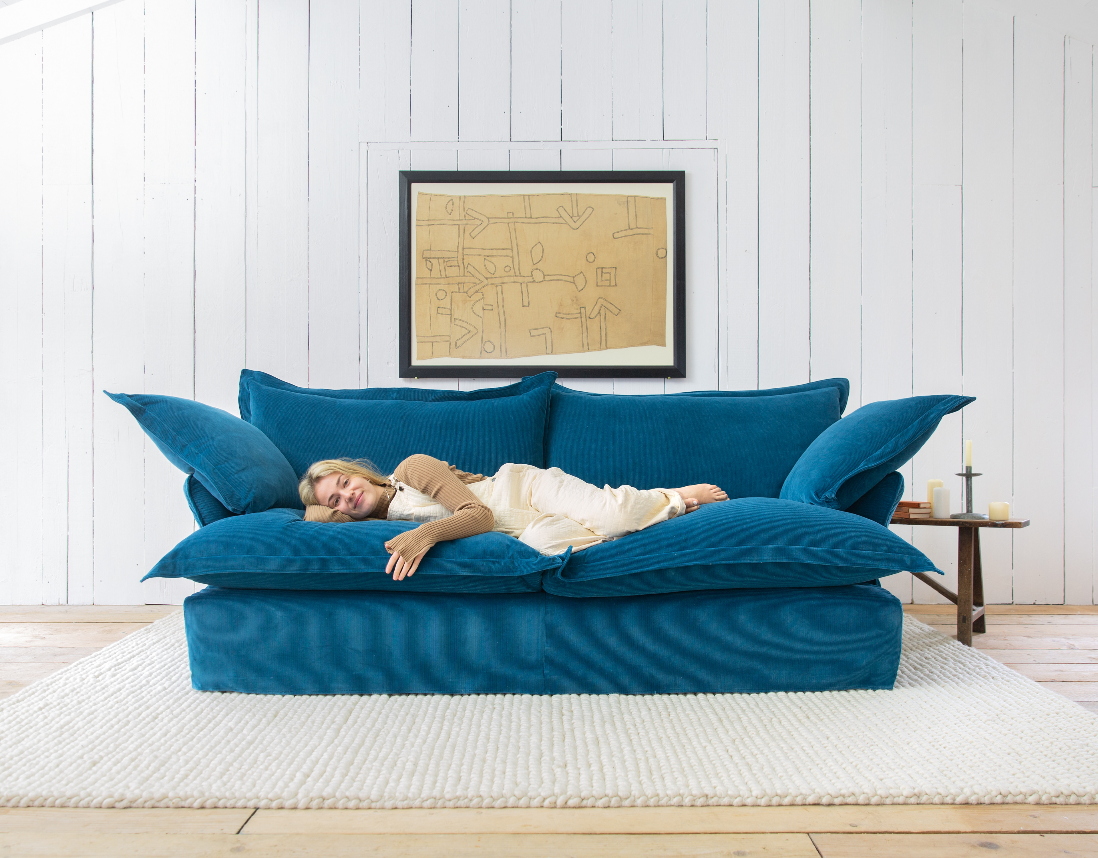 Peacock Corduroy - Song Pillow Edge Sofa