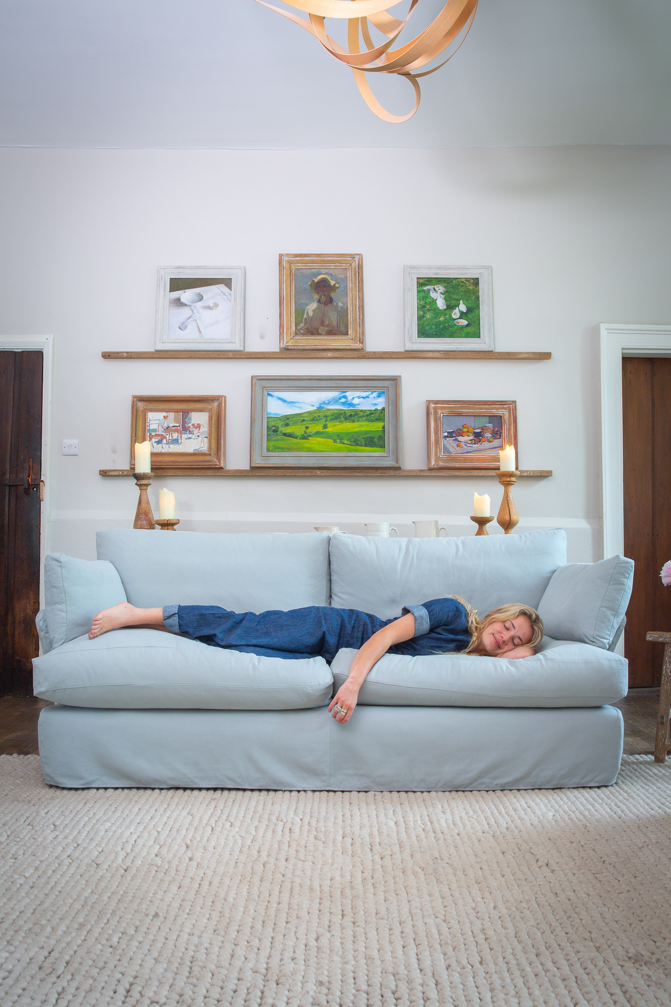 Silver Birch Grey Brushed Cotton - Otter Soft Edge Sofa