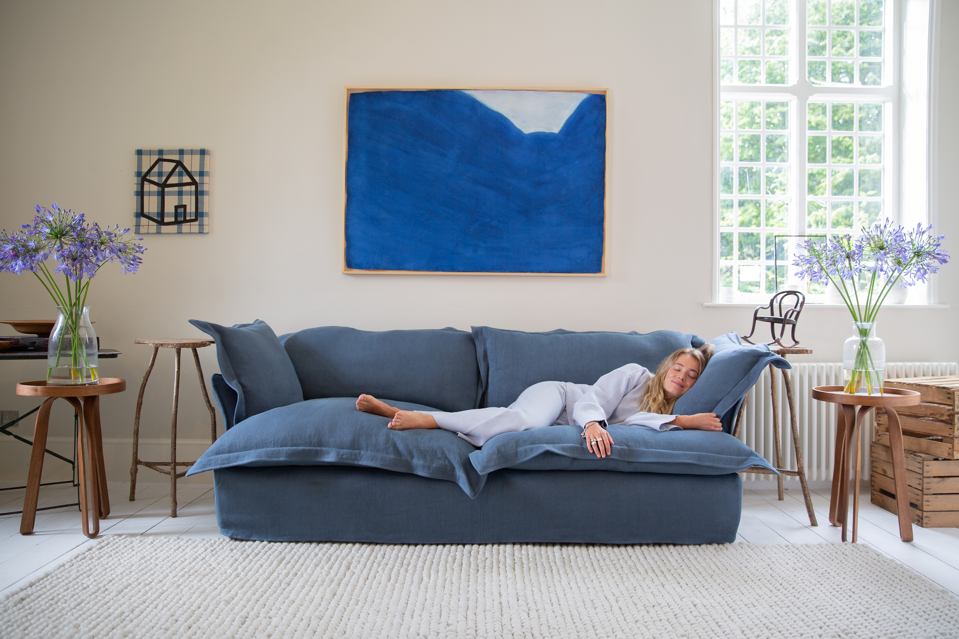 Angelite 100% Linen - Song Pillow Edge Sofa