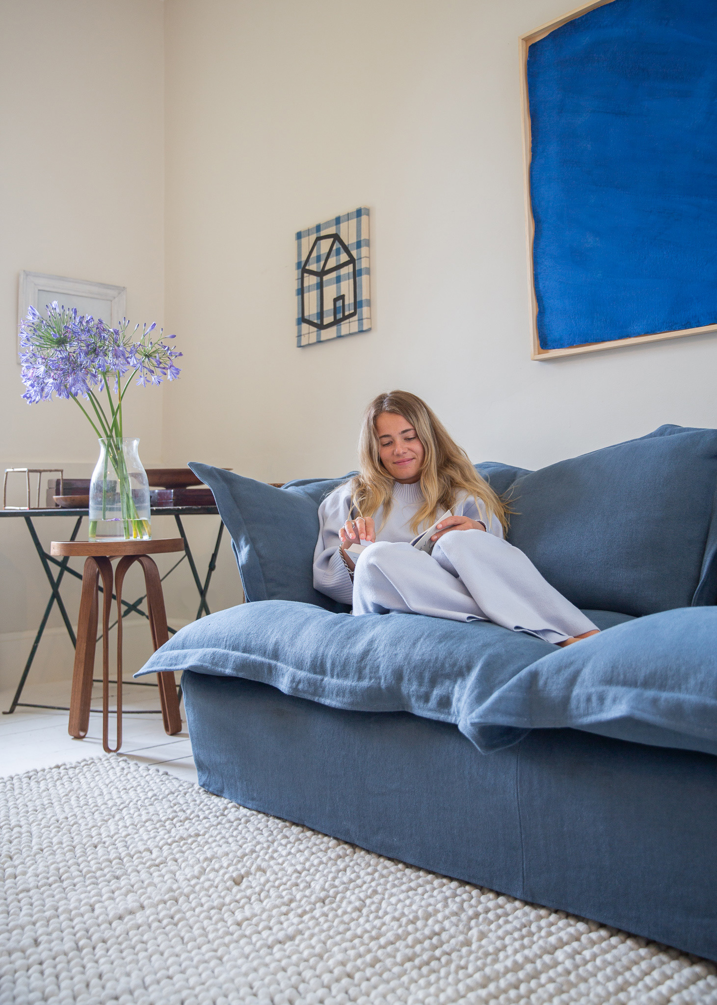 Angelite 100% Linen - Song Pillow Edge Sofa