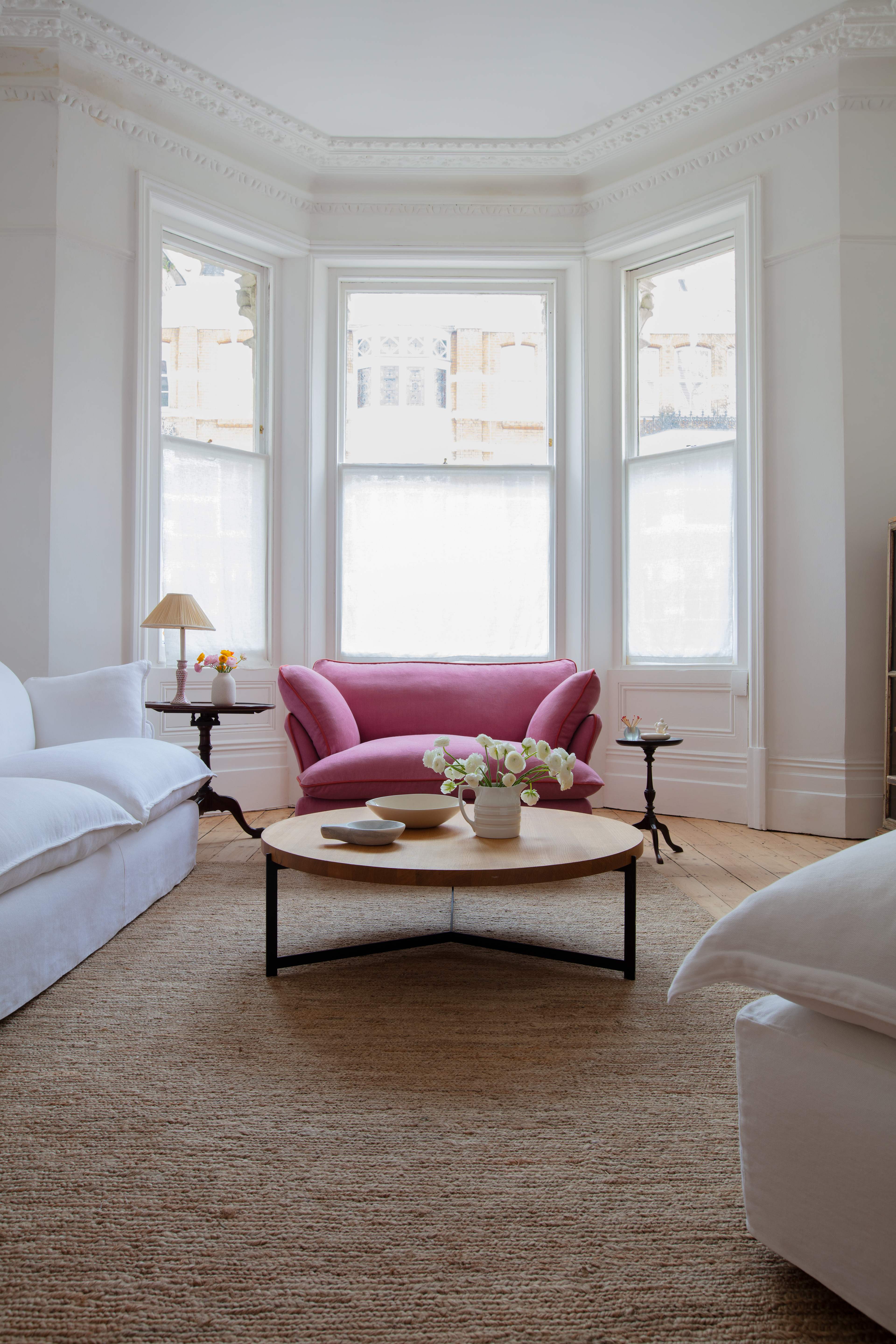 Rose Quartz/Garnet 100% Linen - Marnie Contrast Piped Love Seat