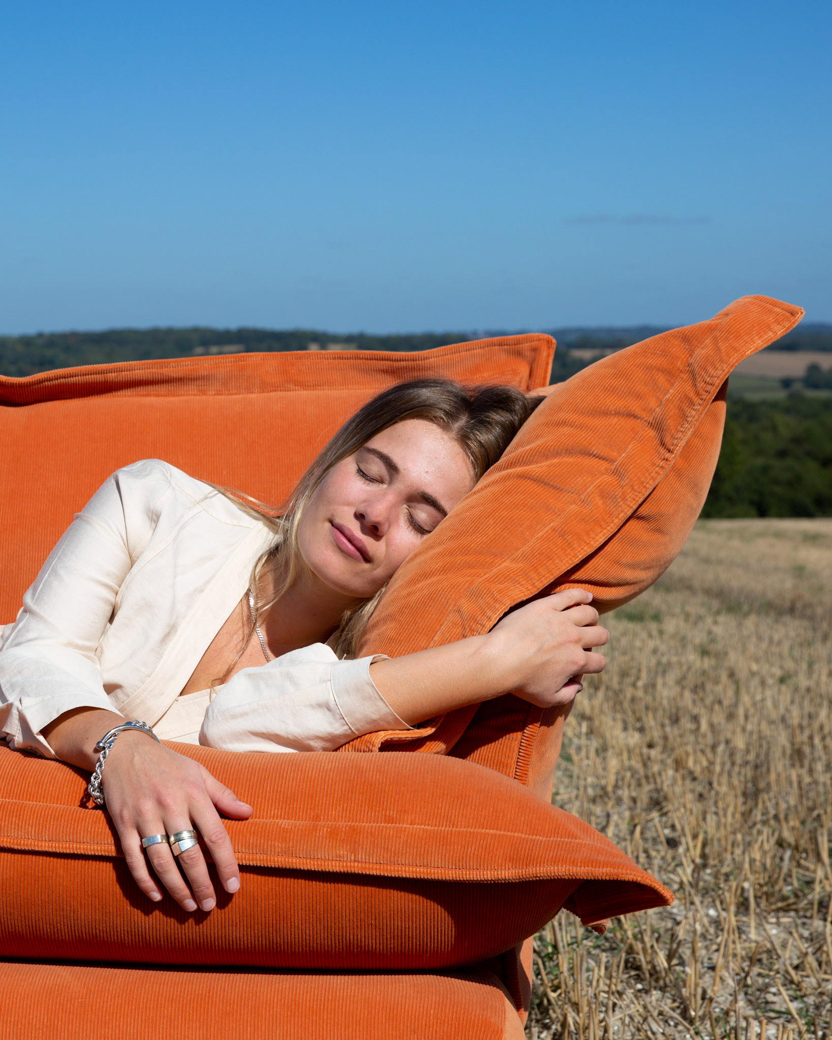 Burnt Orange Corduroy - Song Pillow Edge Sofa