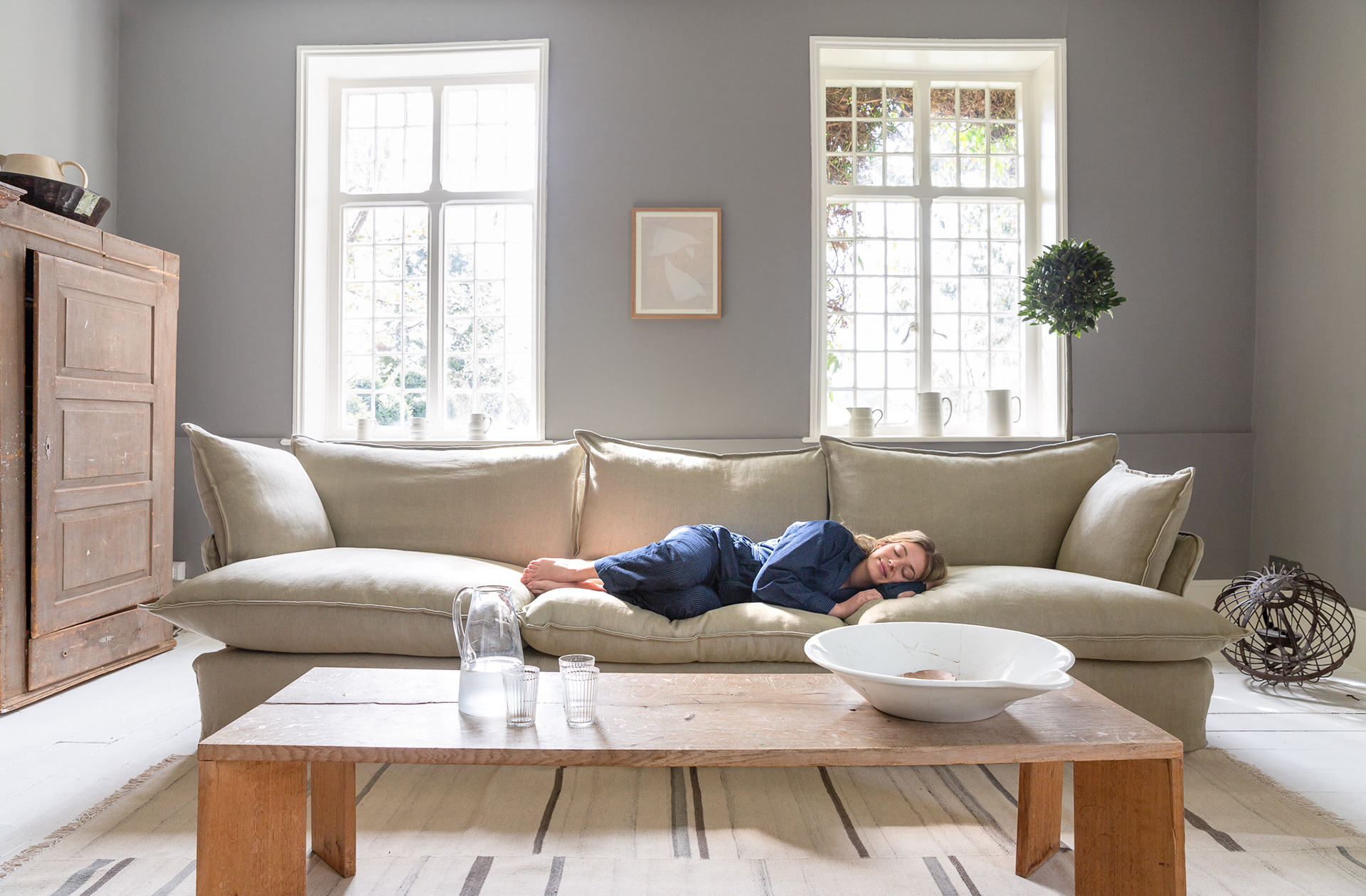 Jasper 100% Linen - Song Short Pillow Edge Large Sofa