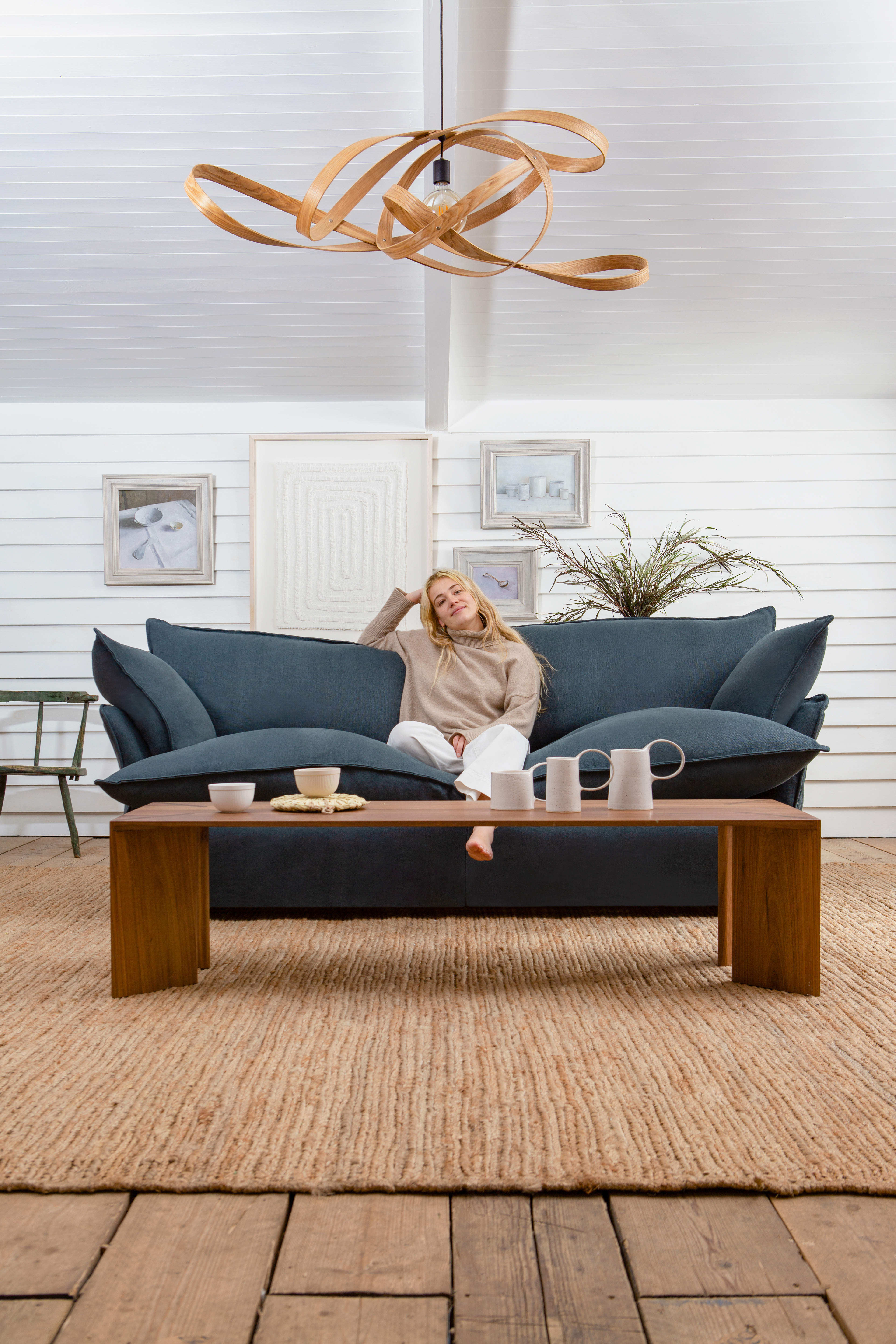 Hawk's Eye 100% Linen - Song Short Pillow Edge Sofa