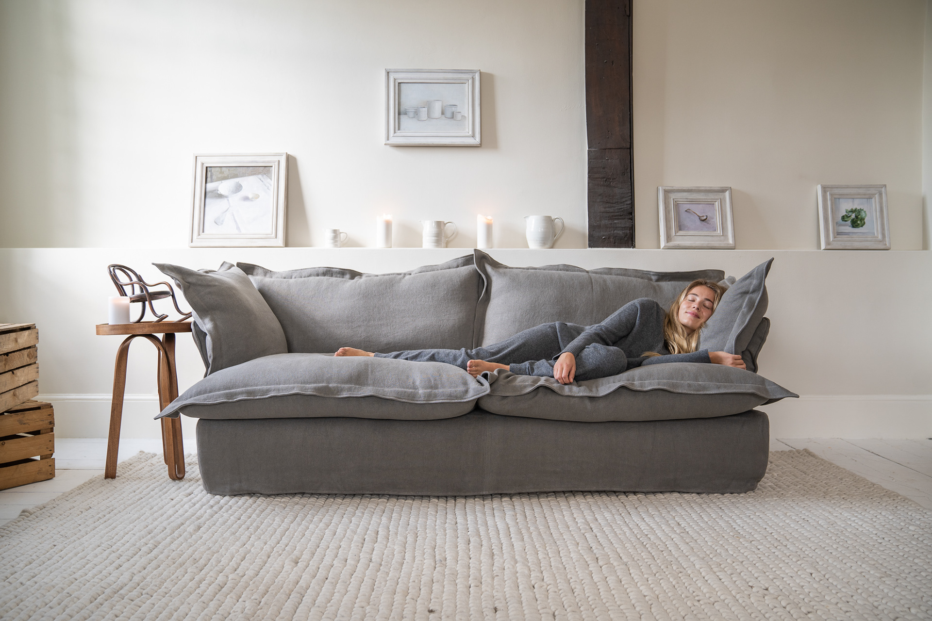 Morion 100% Linen - Song Pillow Edge Sofa
