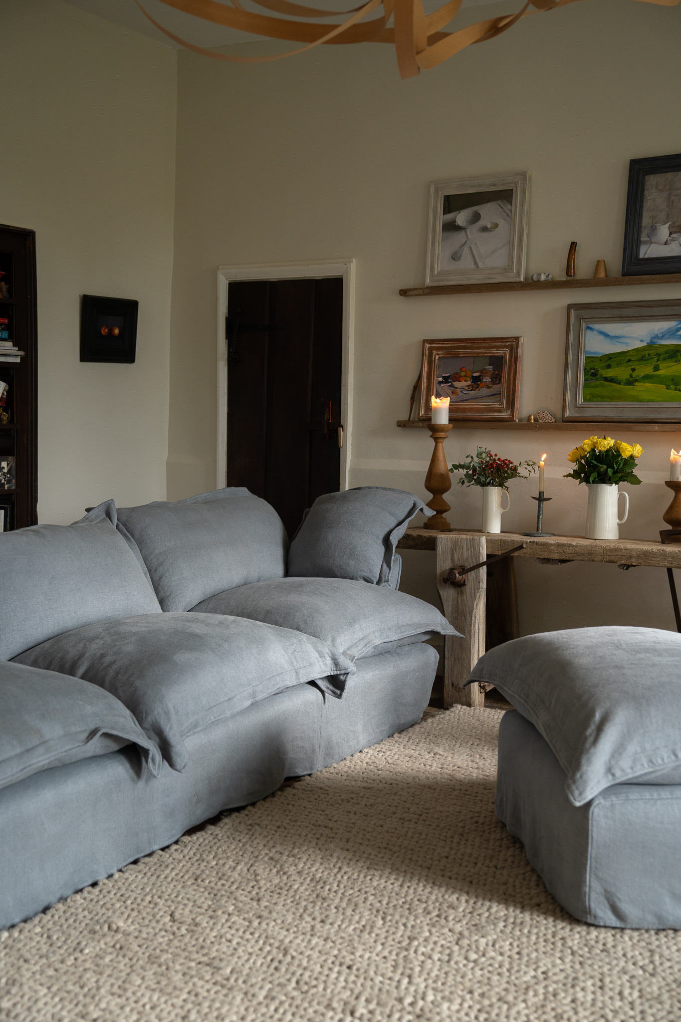 Granite 100% Linen - Song Pillow Edge Large Sofa