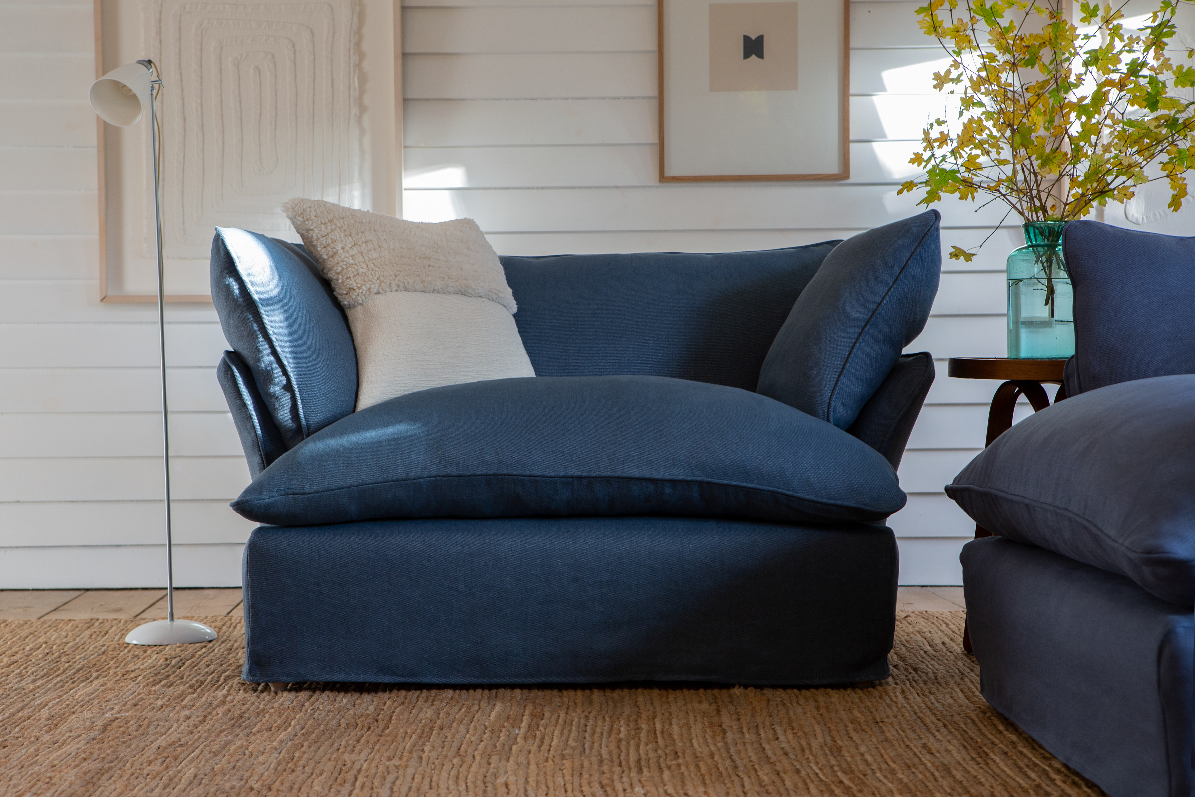 Angelite 100% Linen - Marnie Piped Edge Love Seat