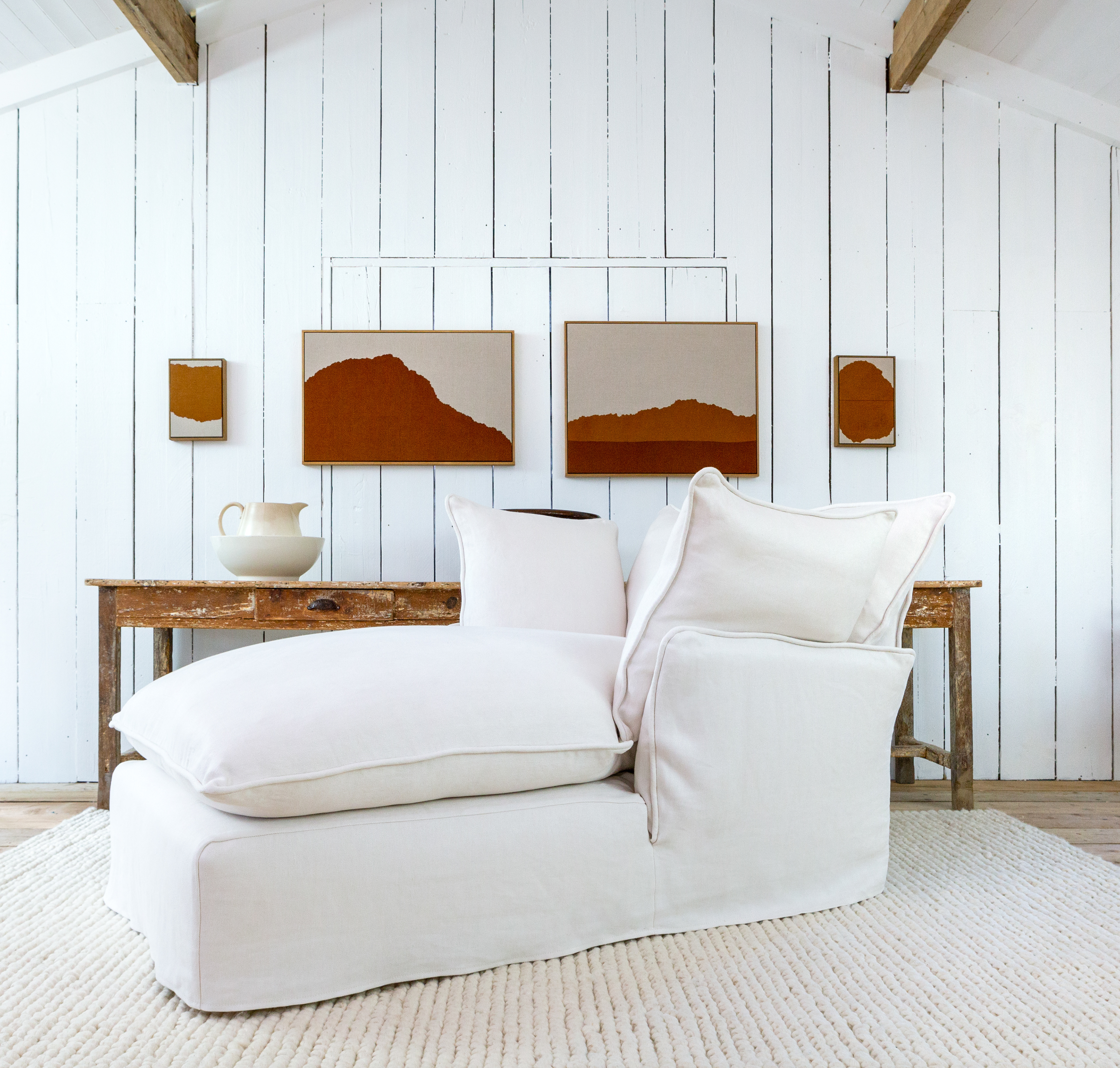 Moonstone 100% Linen - Marnie Piped Armchair Chaise (Coming to US and Aus in 2022)