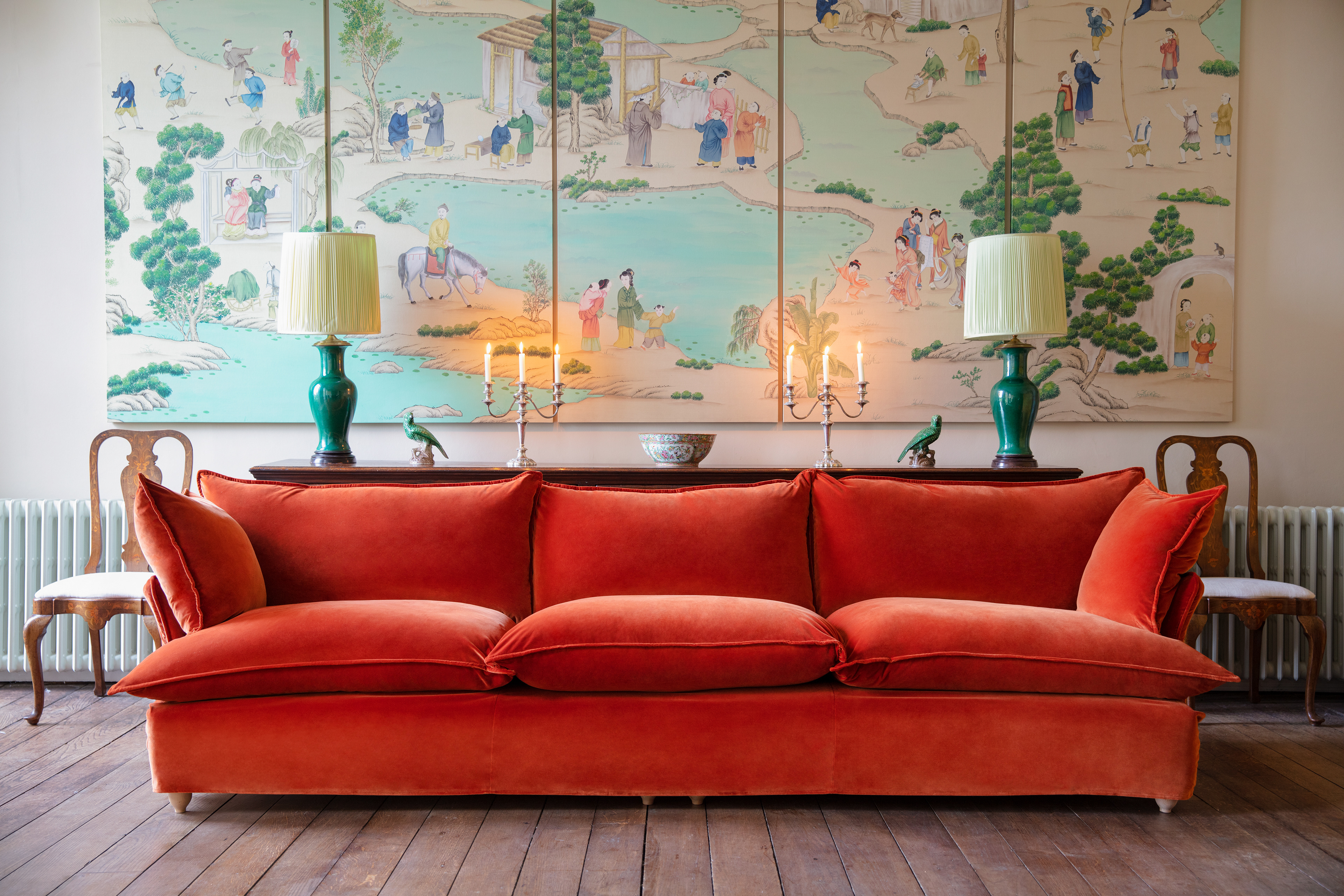 Paprika Velvet - Song Short Pillow Edge Large Sofa