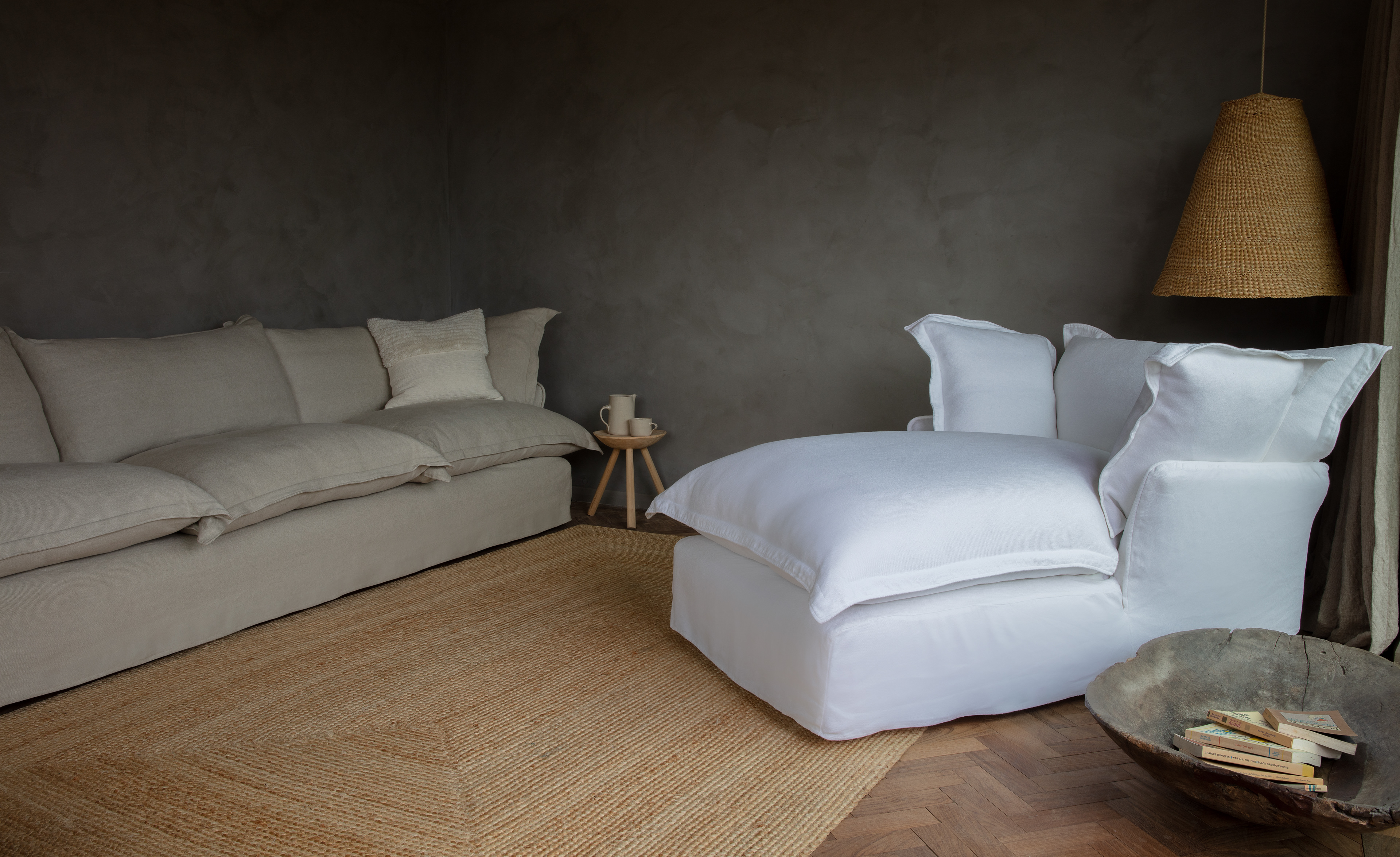 Selenite 100% Linen - Song Pillow Edge Armchair Chaise (Coming to US and Aus in 2022)
