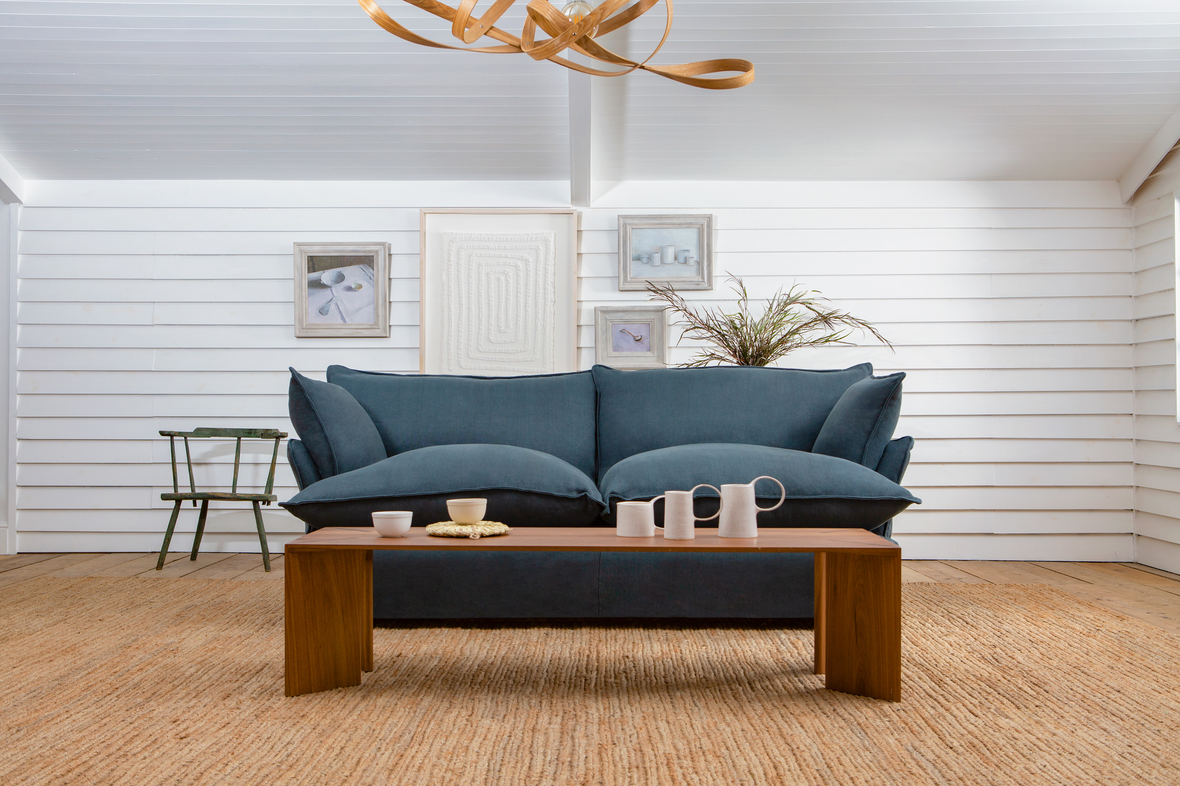 Hawk's Eye 100% Linen - Song Short Pillow Edge Sofa