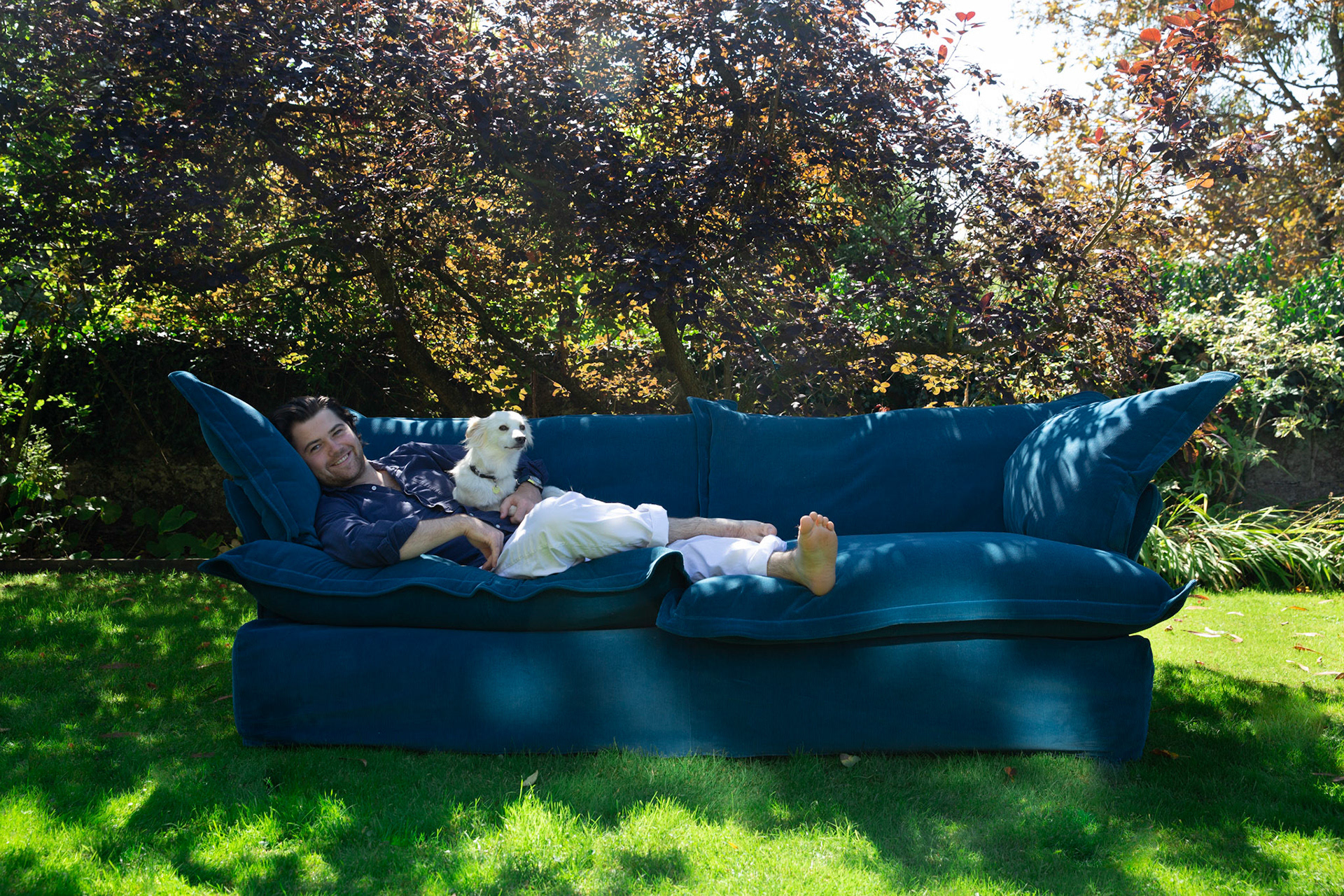 Peacock Corduroy - Song Pillow Edge Sofa