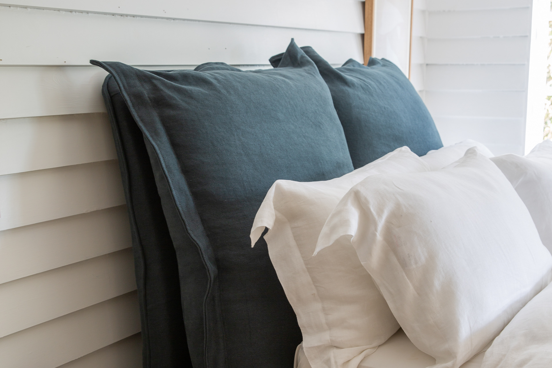 Hawk's Eye 100% Linen - Song Pillow Edge Headboard