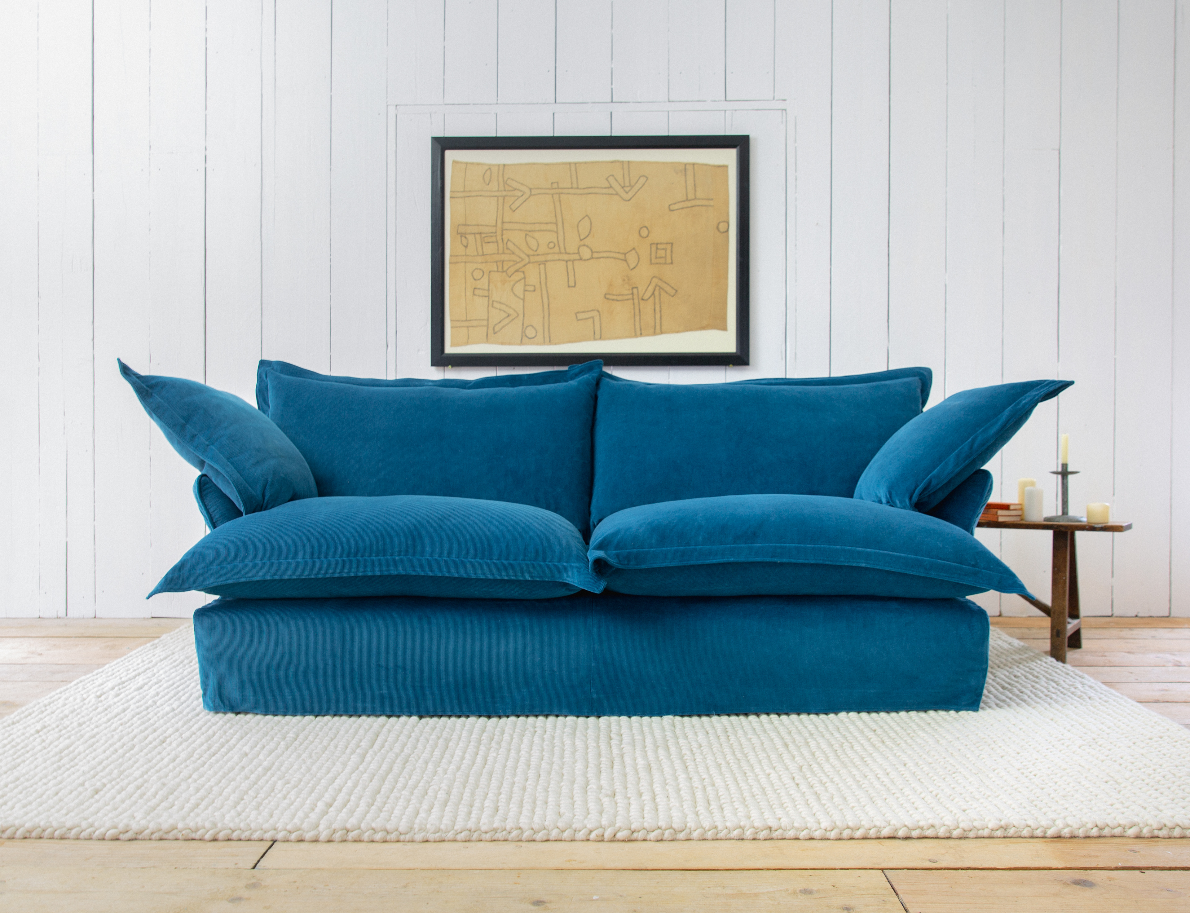 Peacock Corduroy - Song Pillow Edge Sofa